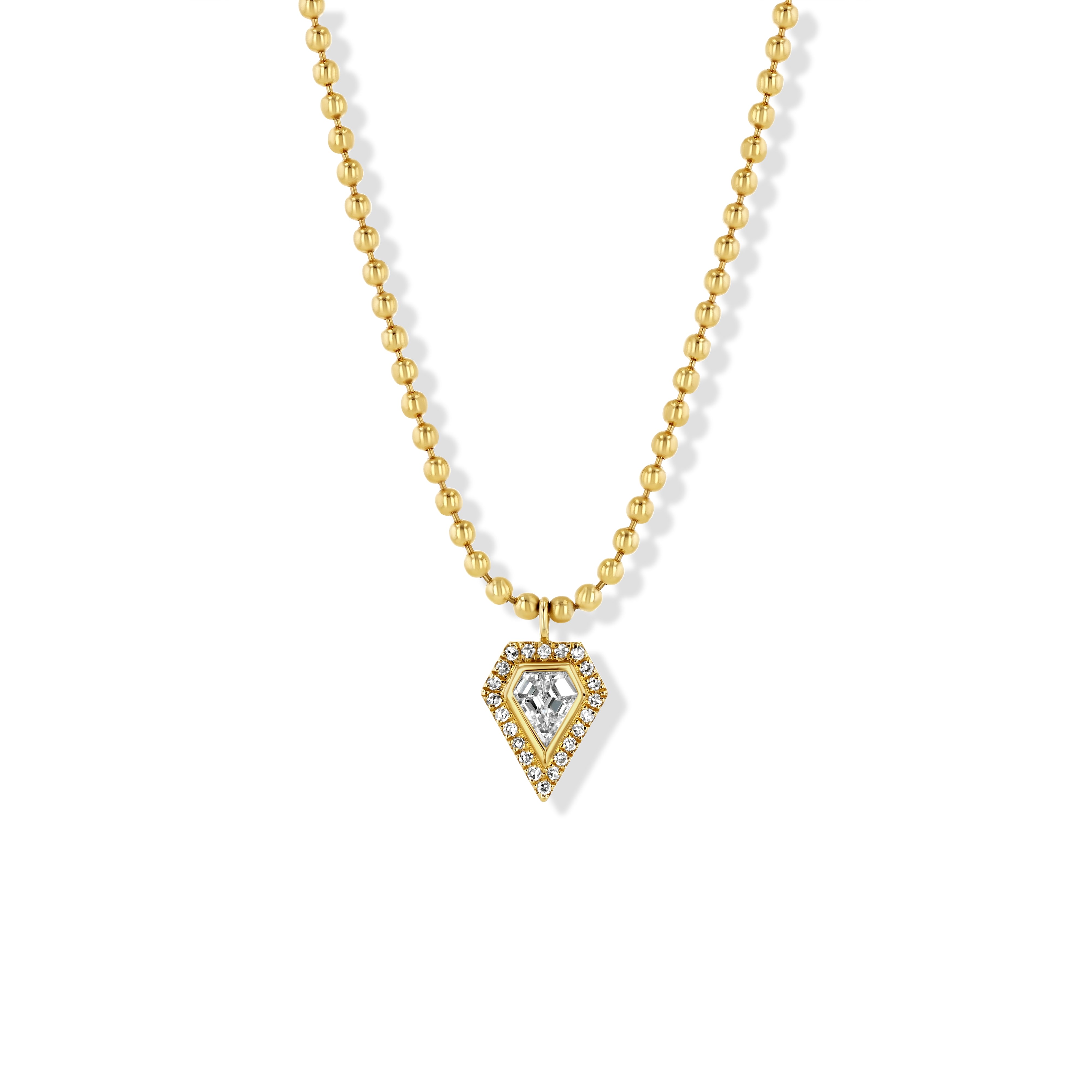 Jewelbird Women's Gold Diamond Shield Necklace