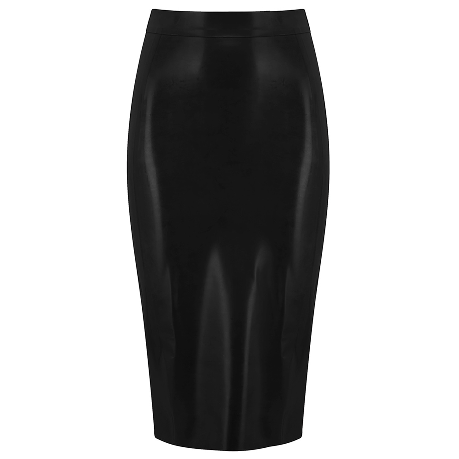Elissa Poppy Women's Latex Midi Skirt - Black In Black