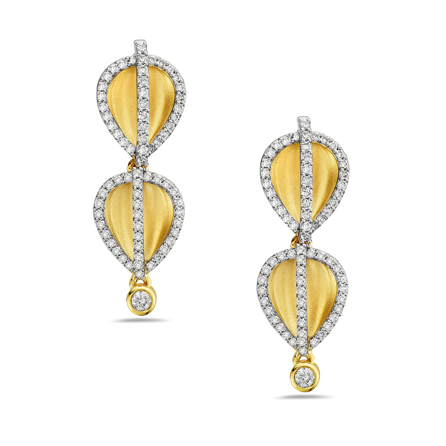 Artisan Women's Yellow / Gold / White 14k Yellow Gold Stud Earrings With Natural Diamond In Multi