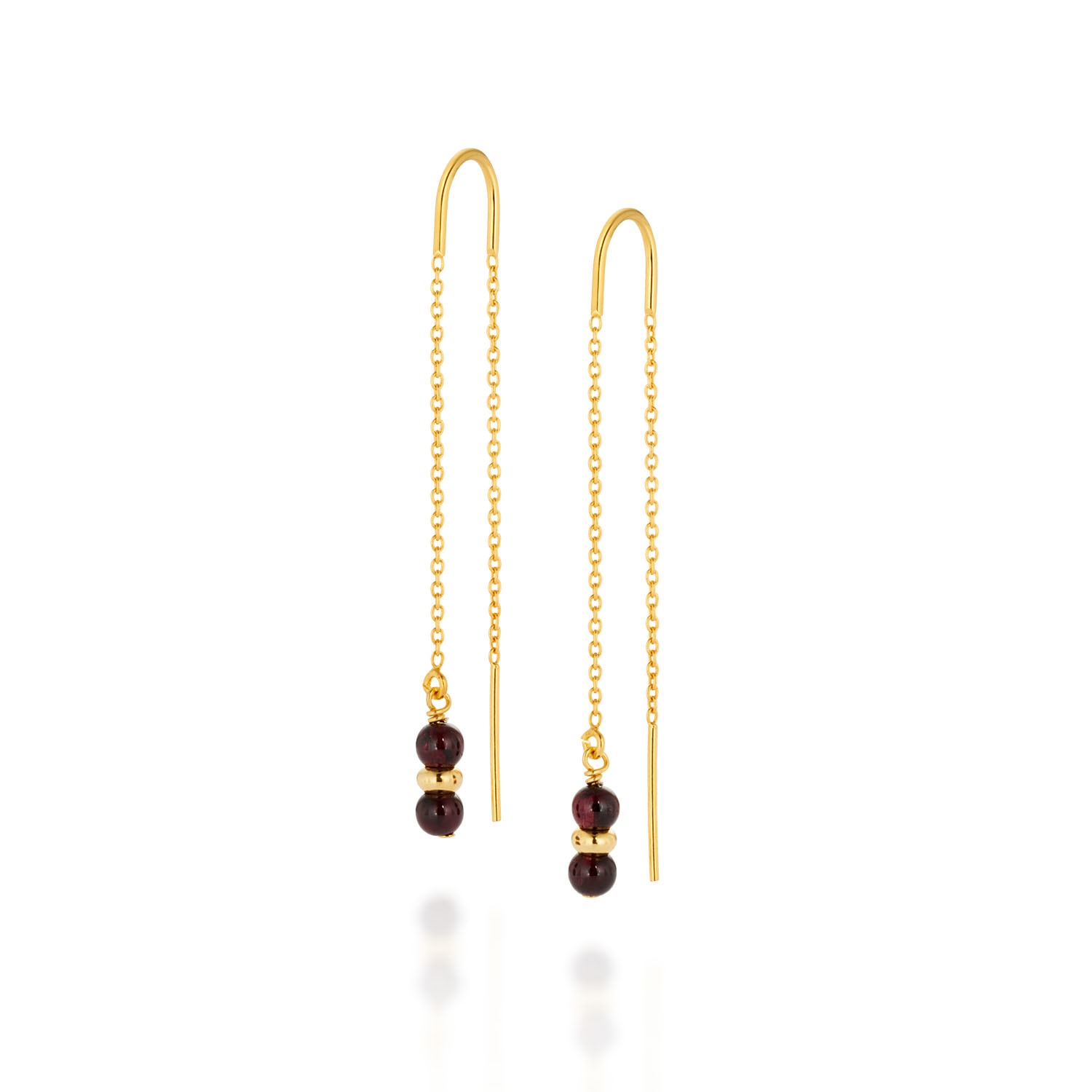 Nellou Jewellery Women's Gold / Red Fall Birthstone Earrings Garnet January Gold Plated Sterling Silver In Multi