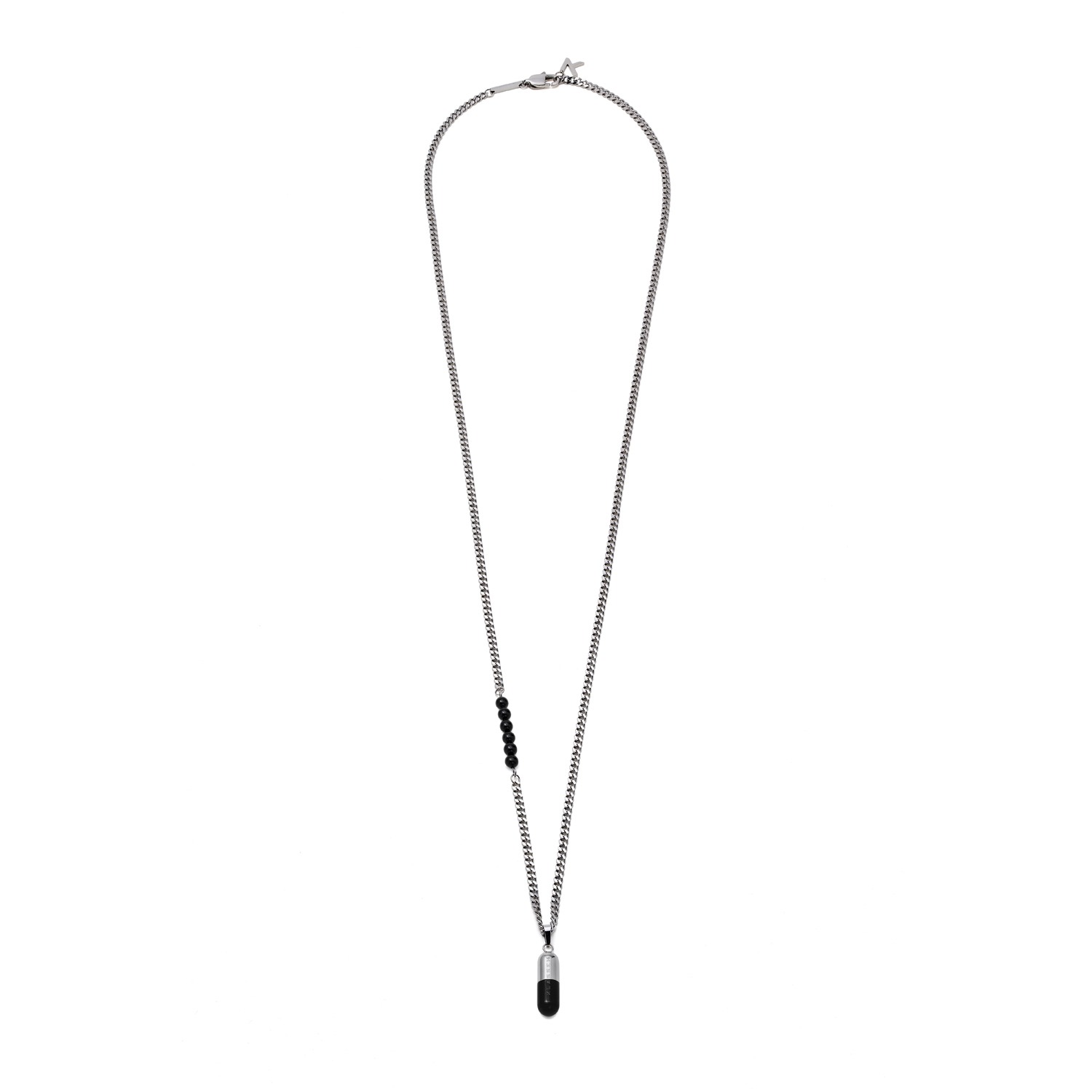 Women’s Duality Capsule Necklace - Silver & Black Onyx 760Mm Klasse14