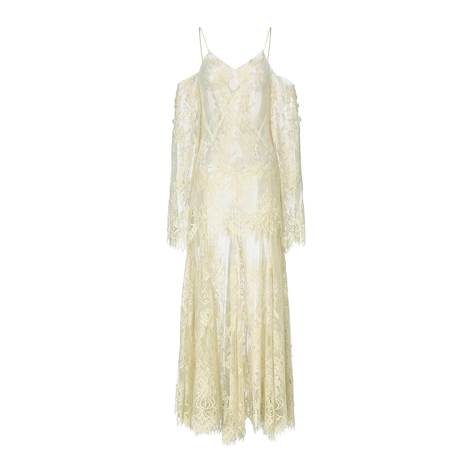 Belsize25 Women's White Faded Narcissus Dress Two-piece Scalloped Lace Set