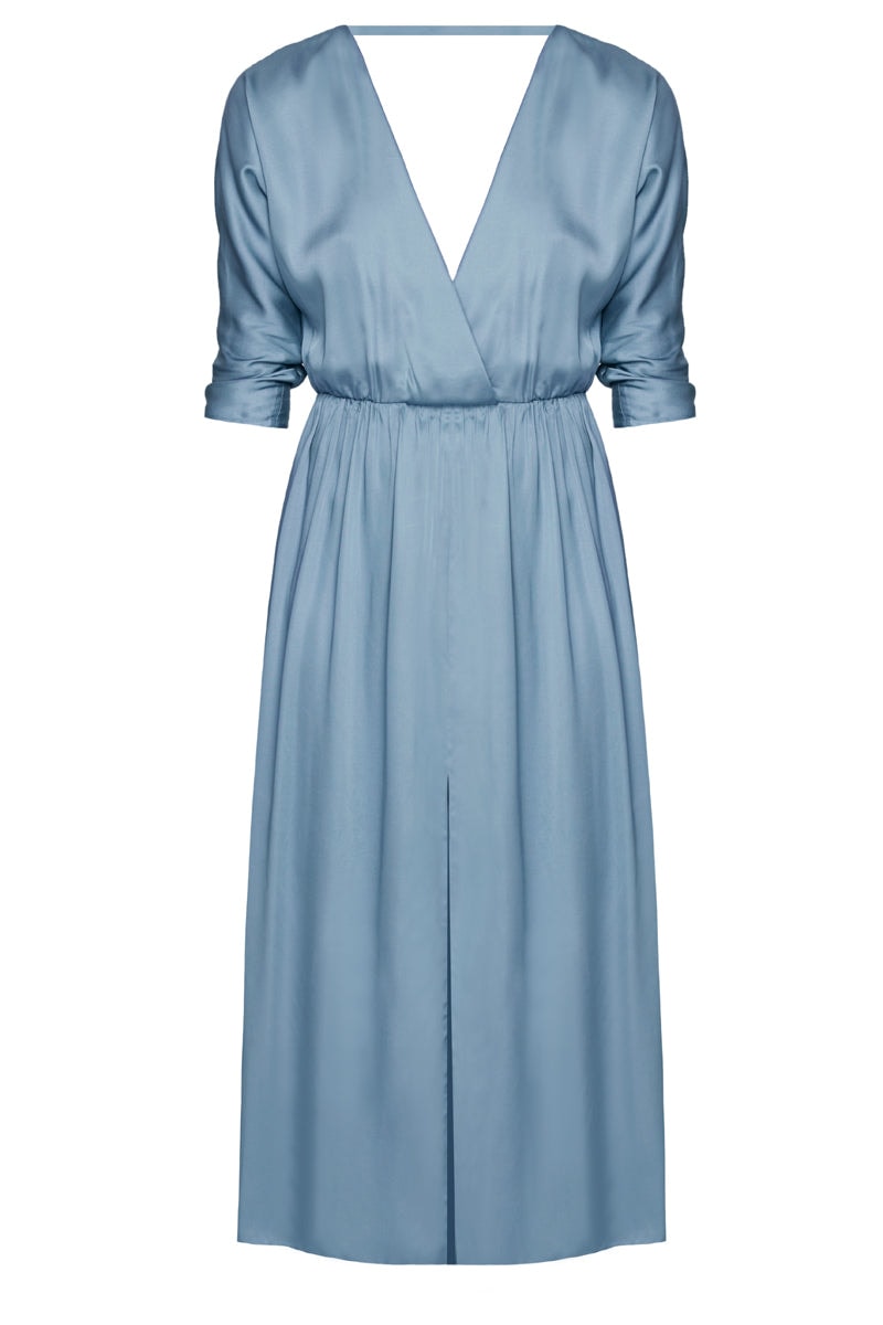 Undress Women's Ciara Oversized Kimono Sleeve Midi Dress In Stone Blue In Blue