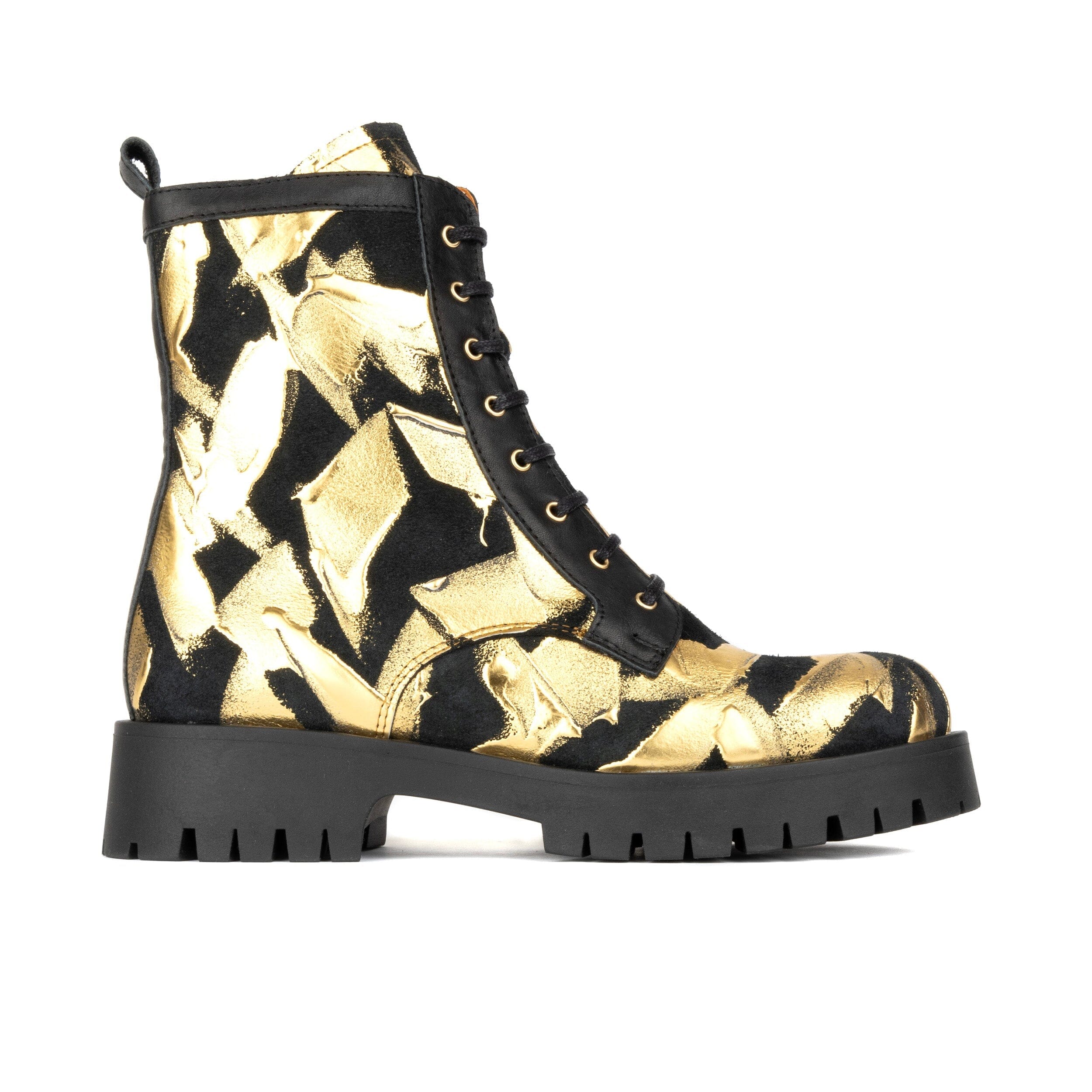 Embassy London Usa Gold / Black Traveller Platform Wool - Gold & Black - Womens Ankle Boots In Gold/black