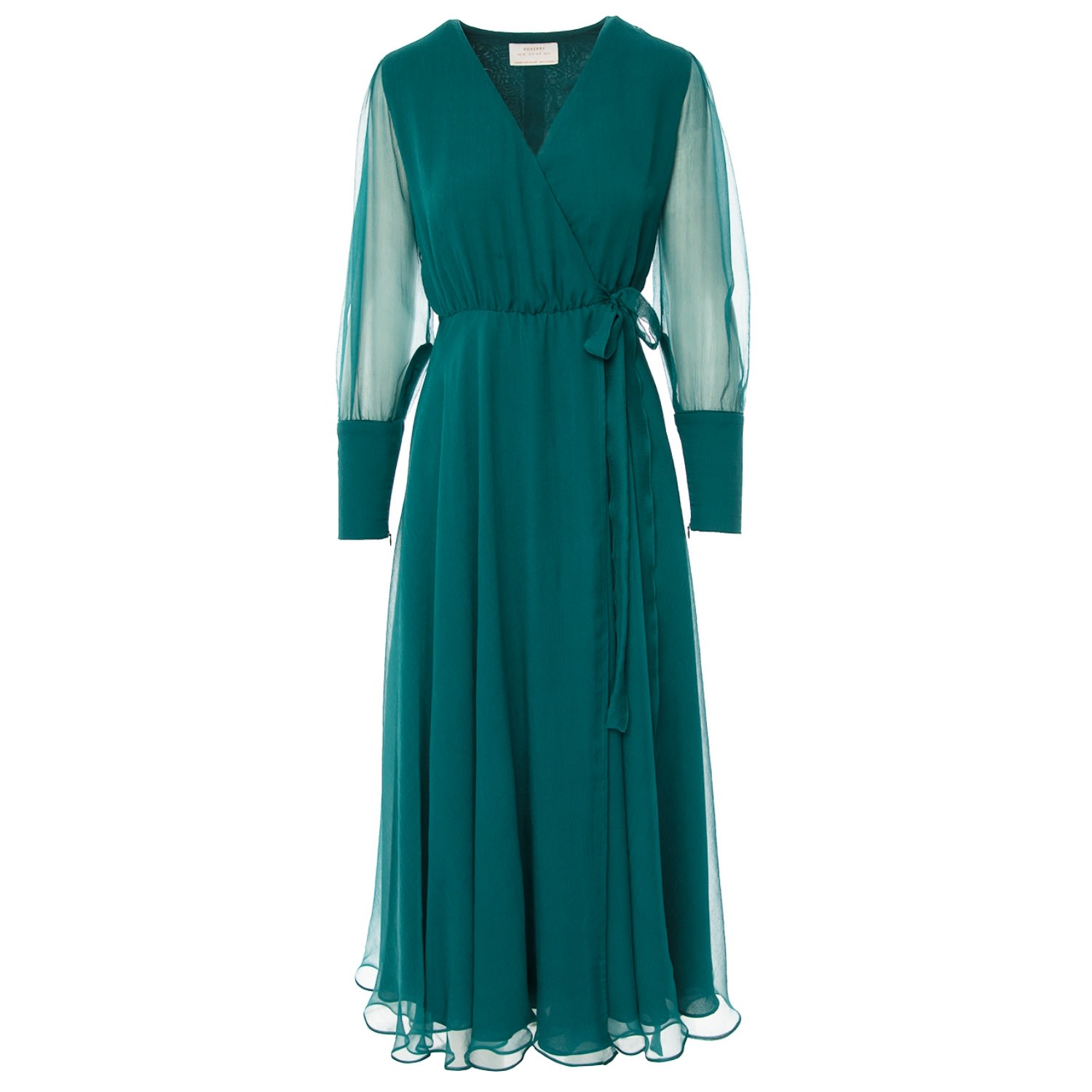 Women’s Chianti Wrap Silk Veil Dress In Emerald Green Small Roserry