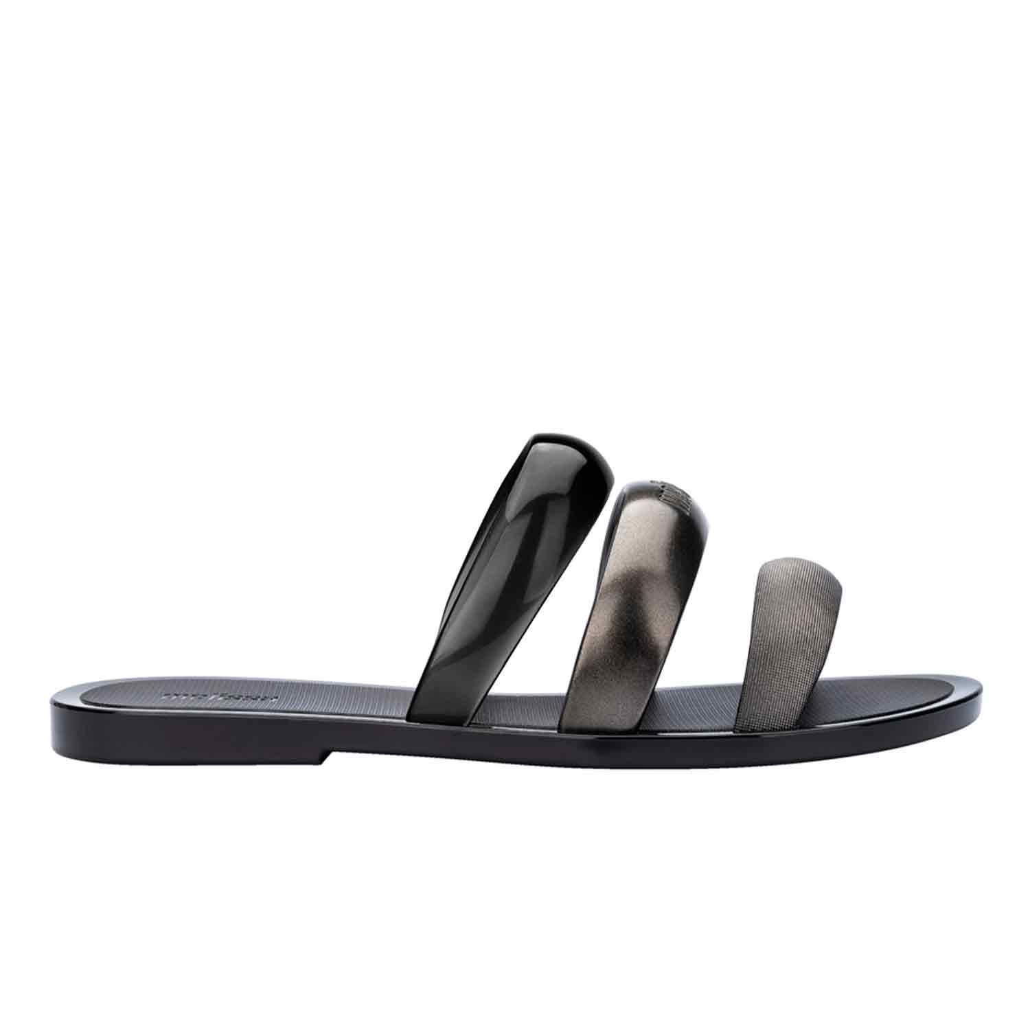 Melissa Women's Black / Silver Eclipse Slide - Black Silver In Black/silver