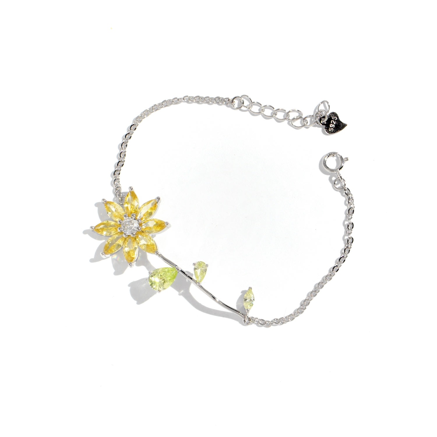 I'mmany London Women's Yellow / Orange Garden Tales Crystal Daisy Sterling Silver Bracelet, Mellow Yellow