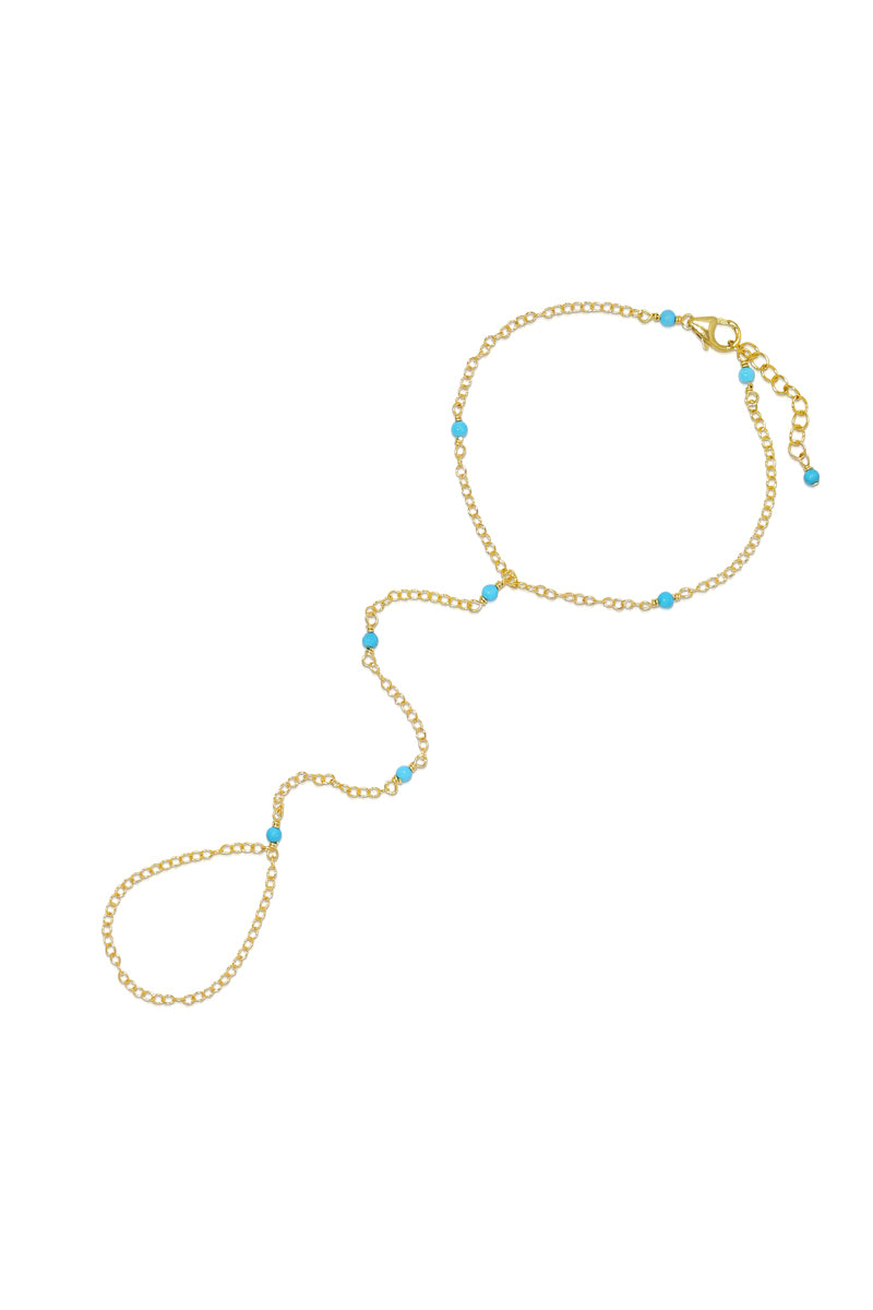 Naiia Women's Blue Josie Turquoise & Gold H& Chain