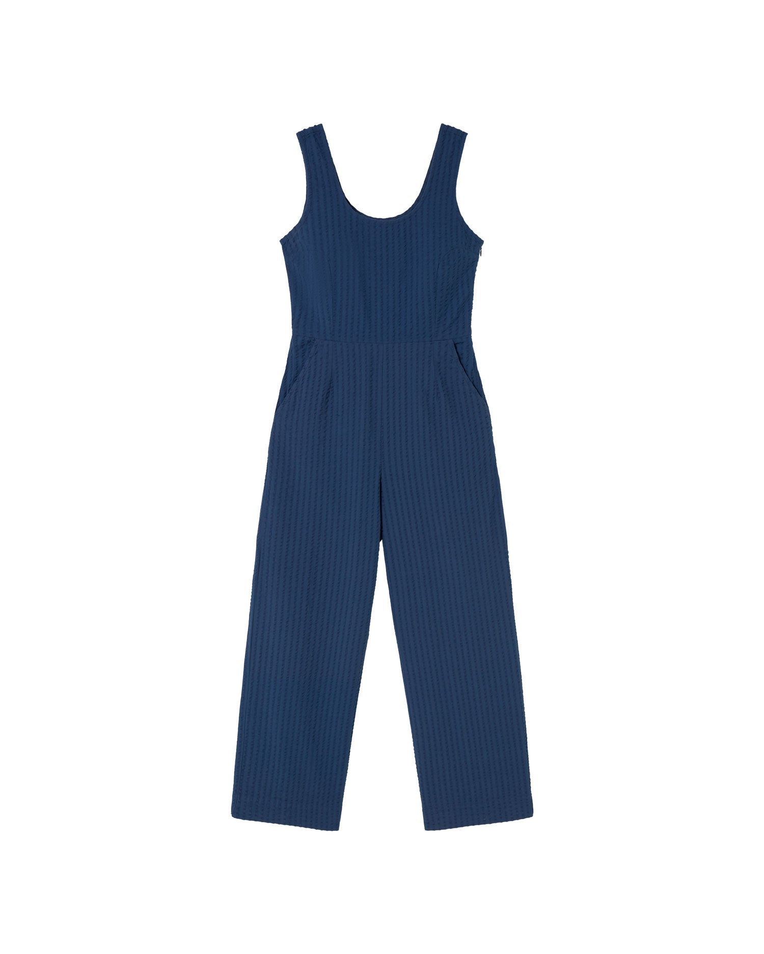 Thinking Mu Women's Blue Seersucker Rafflesia Jumpsuit In Blue