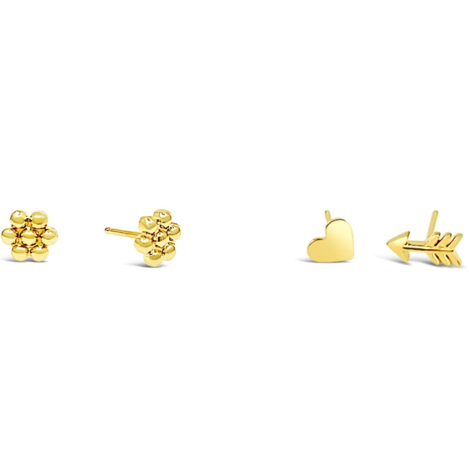 Women’s Heart, Arrow & Daisey Stud Set - Gold Lutiro