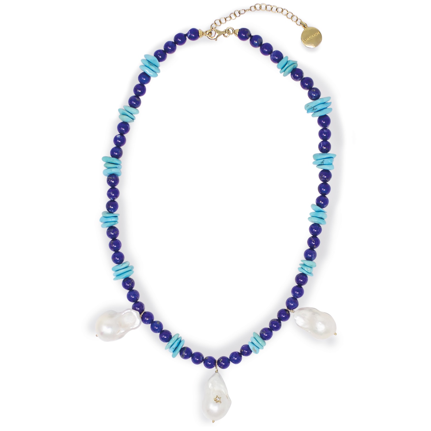 Vintouch Italy Women's Blue / Gold / White Santorini Necklace In Lapis And Turquoise In Multi