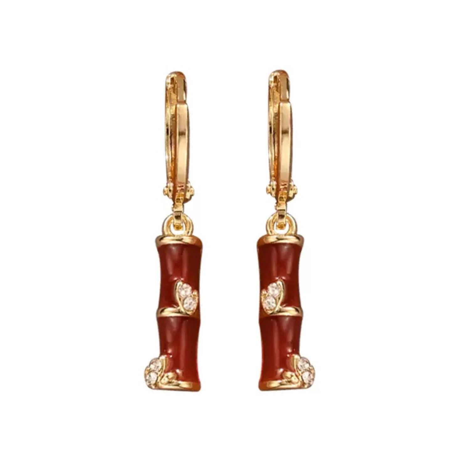 Jiaying Wang Wjy Studio London Women's Red / Gold / White Bamboo Opal Red Earring