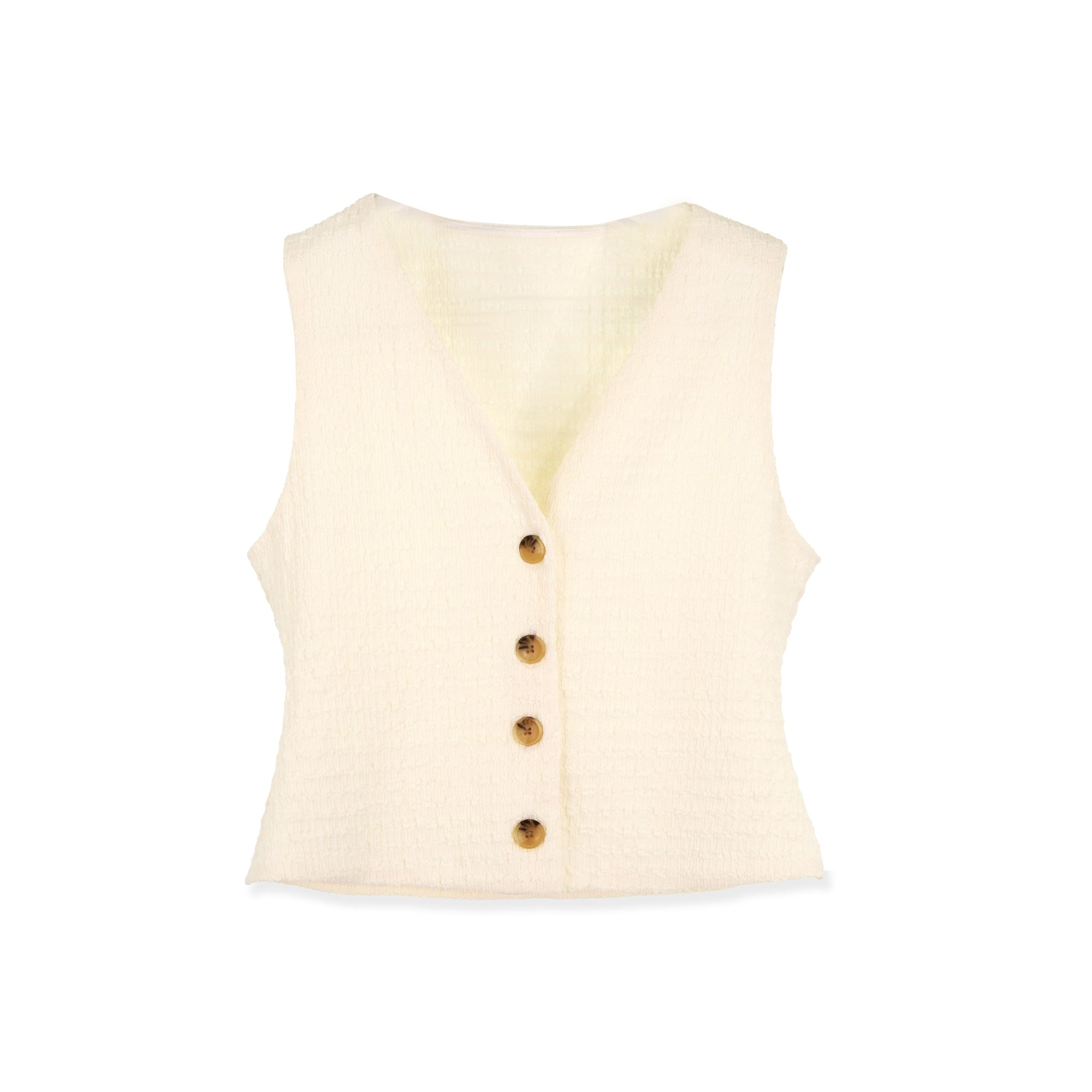 Profile Nyc Women's White Crinkle Cream Vest In White
