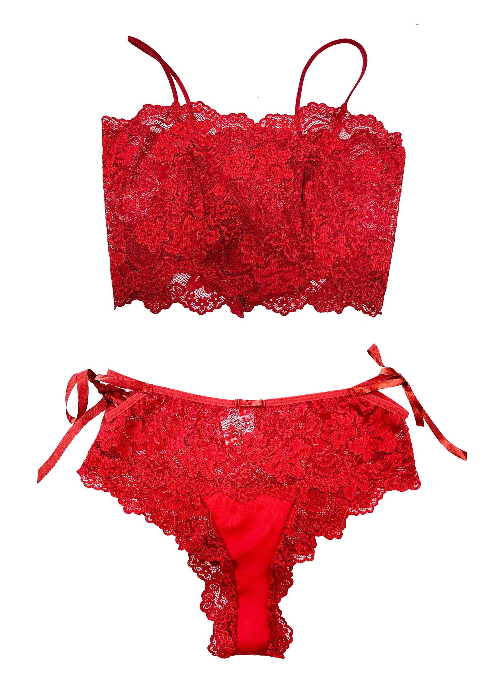 Women’s Butterfly Red Lace Stretch Lace Set XXL Carol Coelho