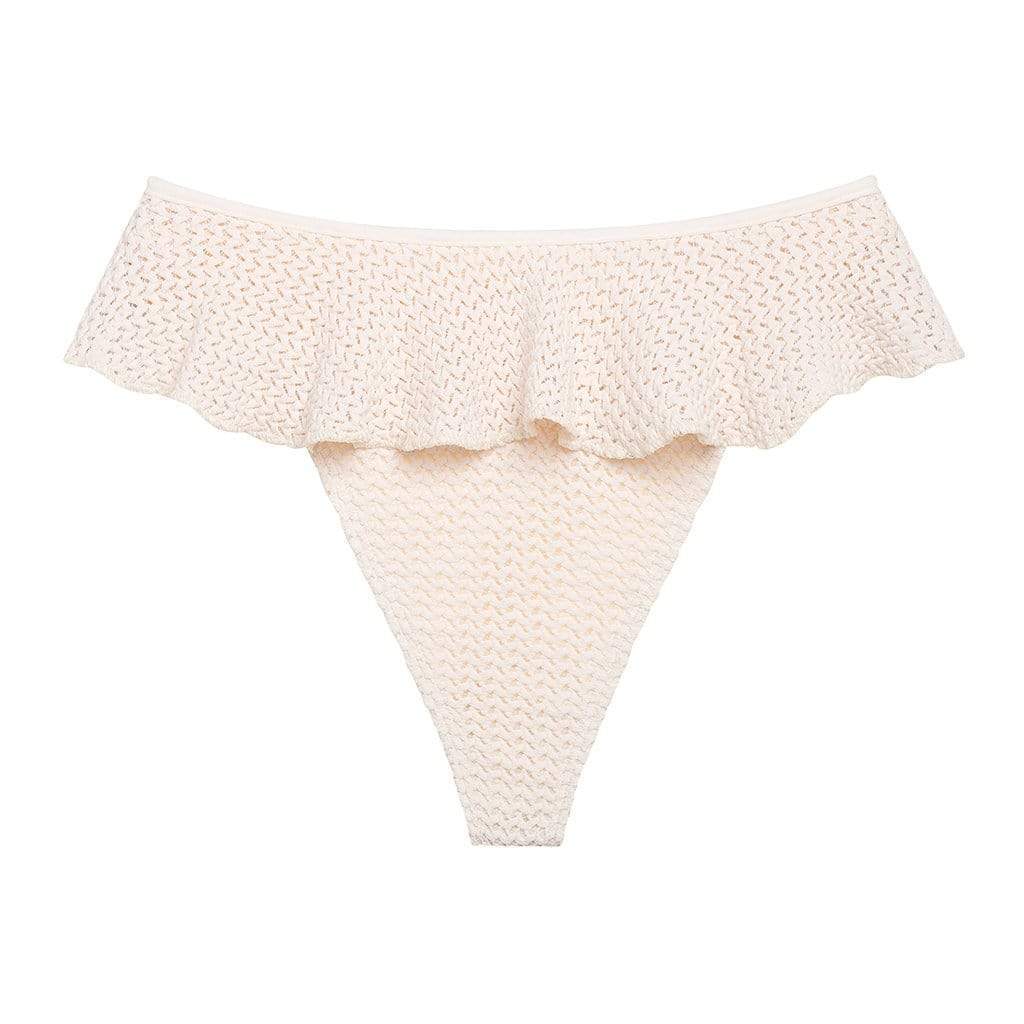 Women’s White Bone Crochet Tamarindo Ruffle Bikini Bottom Extra Large Montce Swim