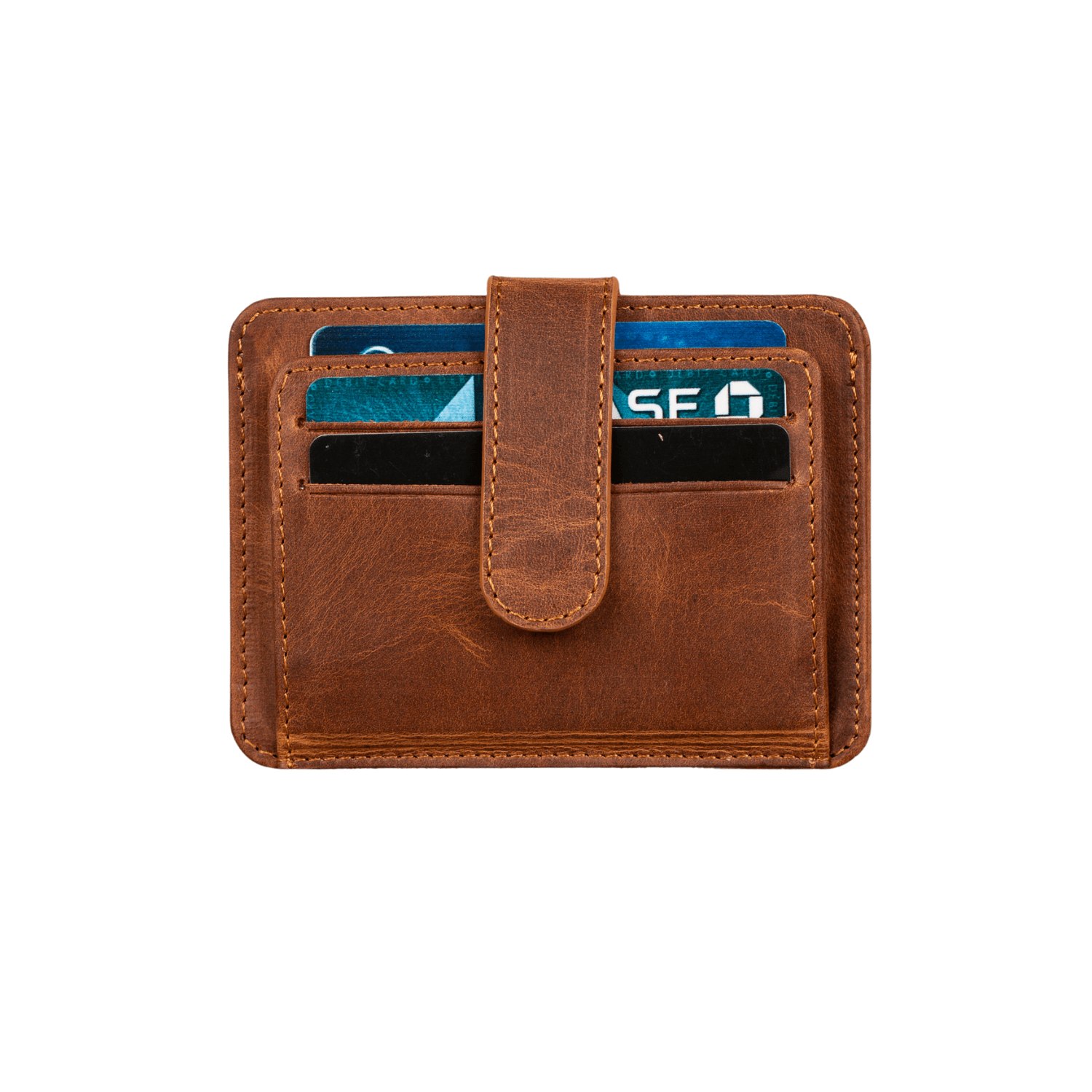 Leathere Women's Leather Card Holder Wallet With Id Window - Brown - Miami