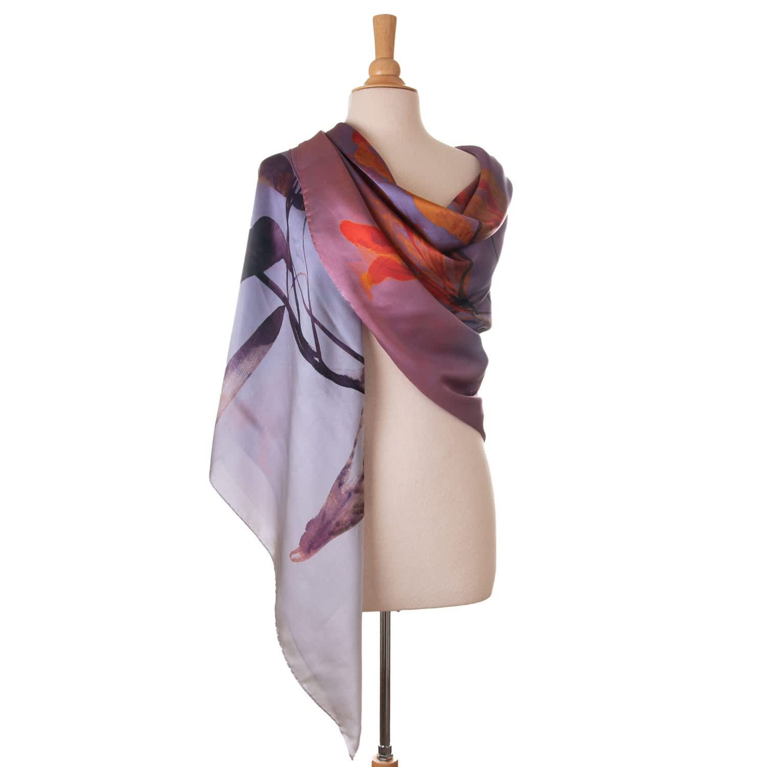 Elizabetta Fuchsia and Red Square Silk Satin Scarf