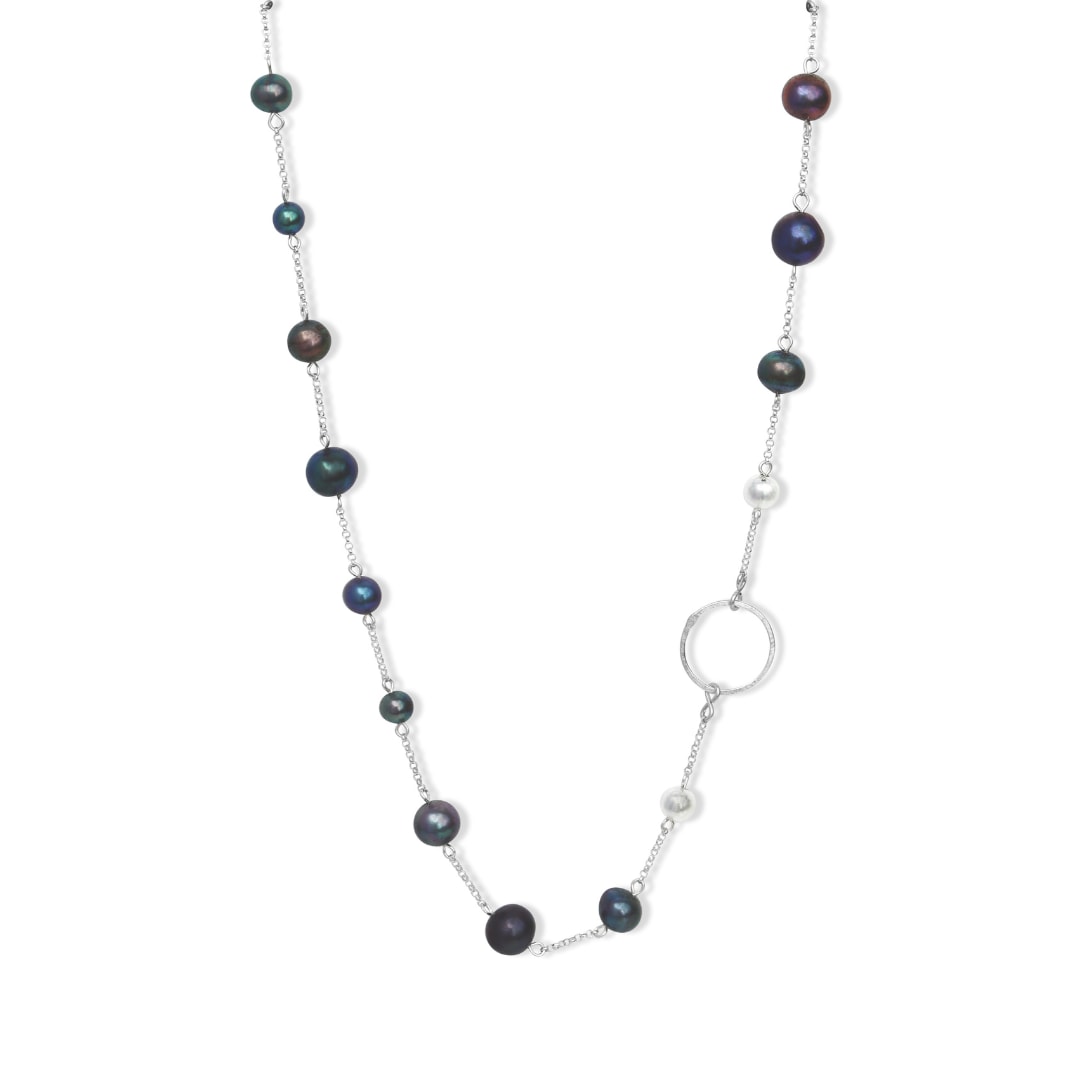 Fv Jewellery Women's La Pierre Black Fresh Water Pearl Short Necklace In Black