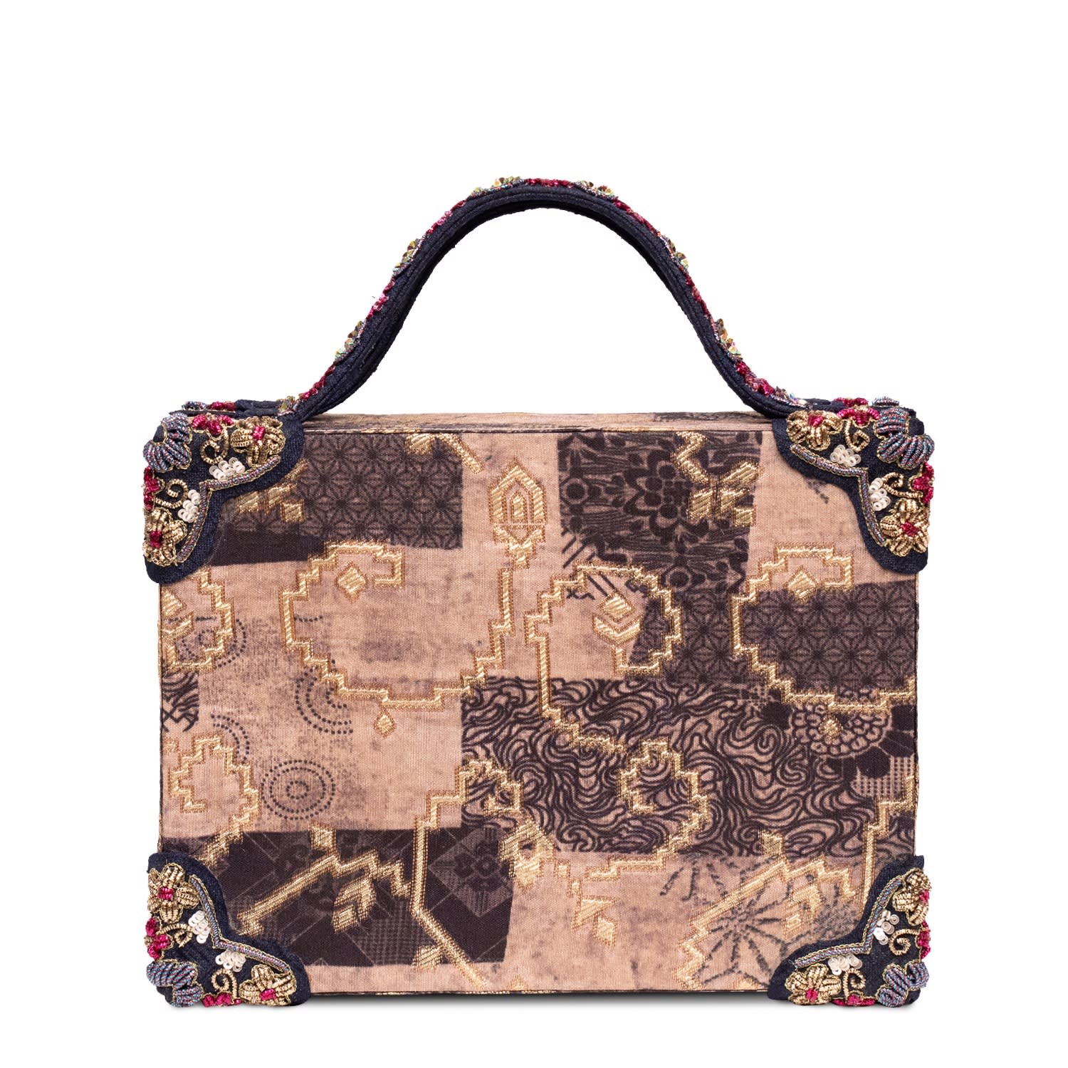 Simitri Women's Brown / Gold Desert Brocade Briefcase Bag In Multi