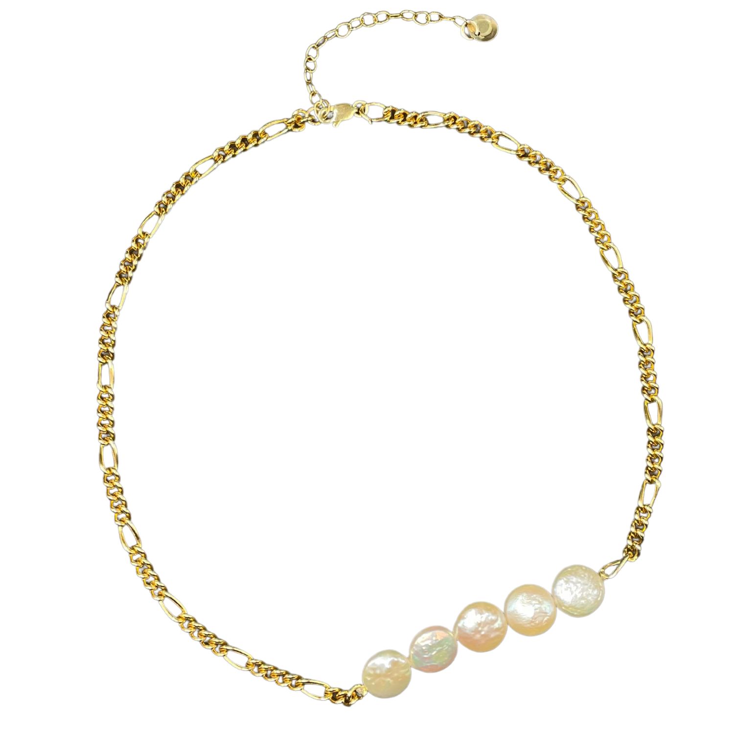 Women’s Gold / White / Neutrals Upcycled Necklace With Keshi Pearls Tête D’orange