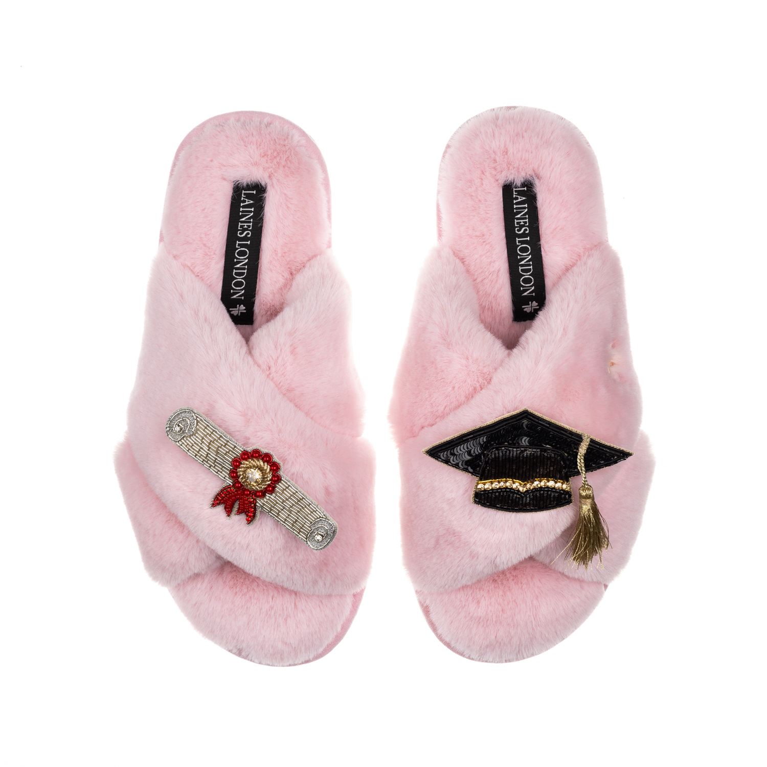 Laines London Women's Pink / Purple Classic Laines Slippers With Graduation Brooches - Pink In Pink/purple