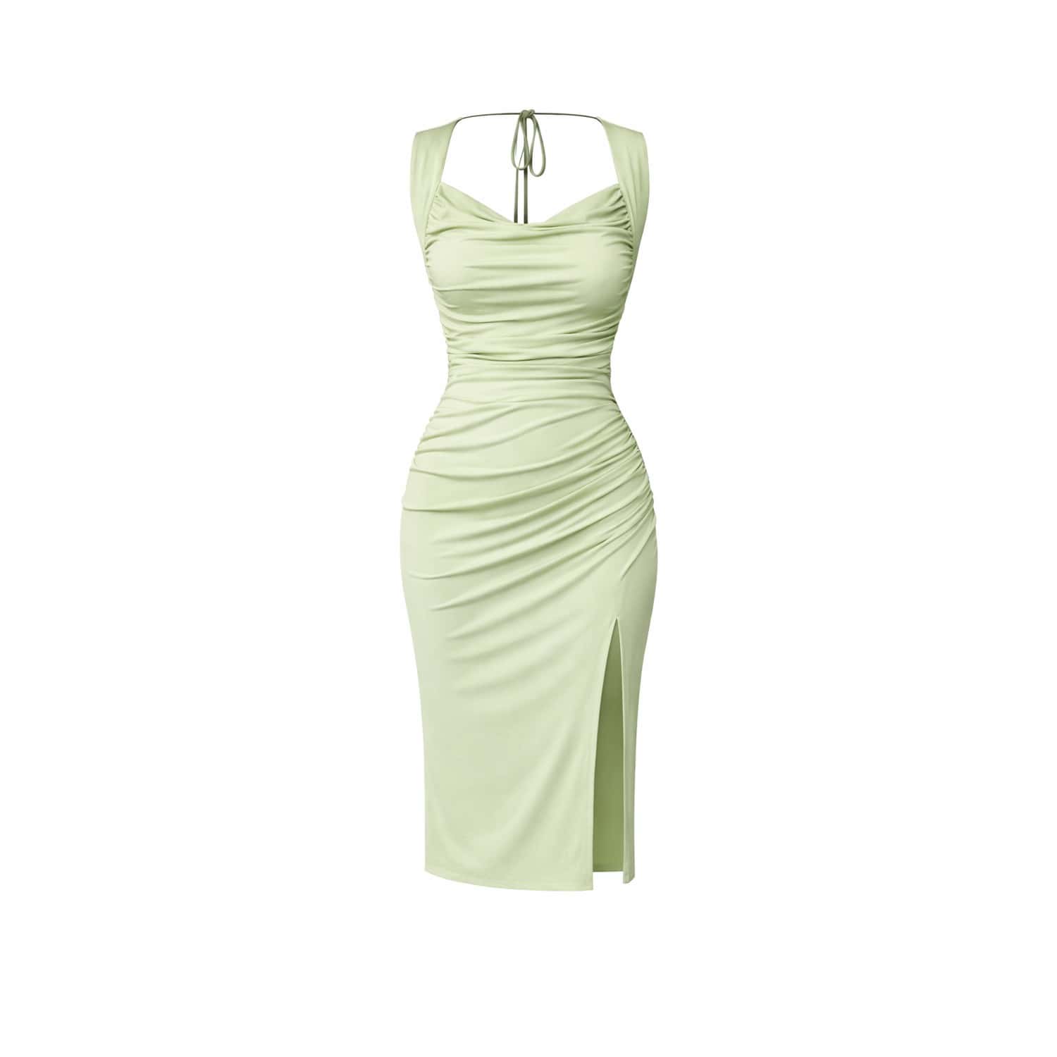 sage green midi bodycon dress Aniya- Backless & Bra Friendly - | Monice London PFID|DMV12B_762|PFMW