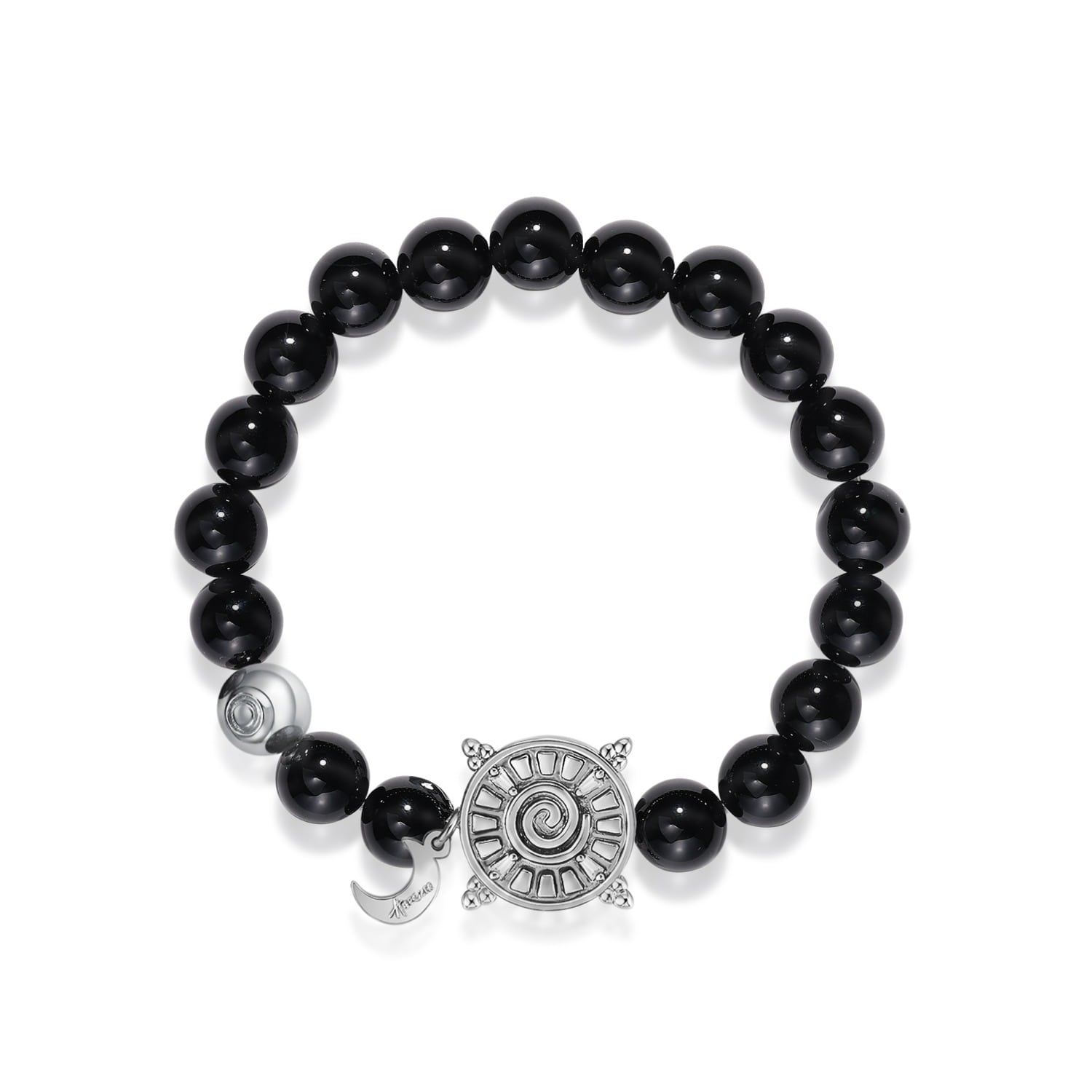 Aurozia Women's Black / Silver Three Charms Solar Meridian Whitegold Plated Sundial And The Sun Coin Black A In Brown