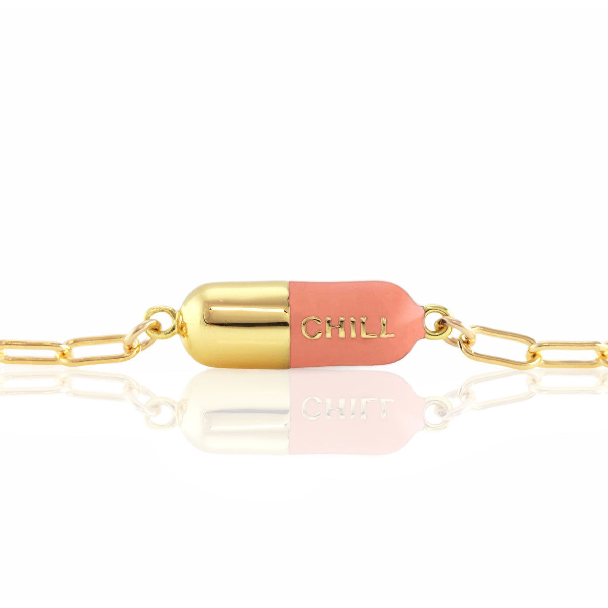 Women’s Gold / Rose Gold Chill Pill Enamel Bracelet Gold Filled & Pink Sky Enamel Kris Nations