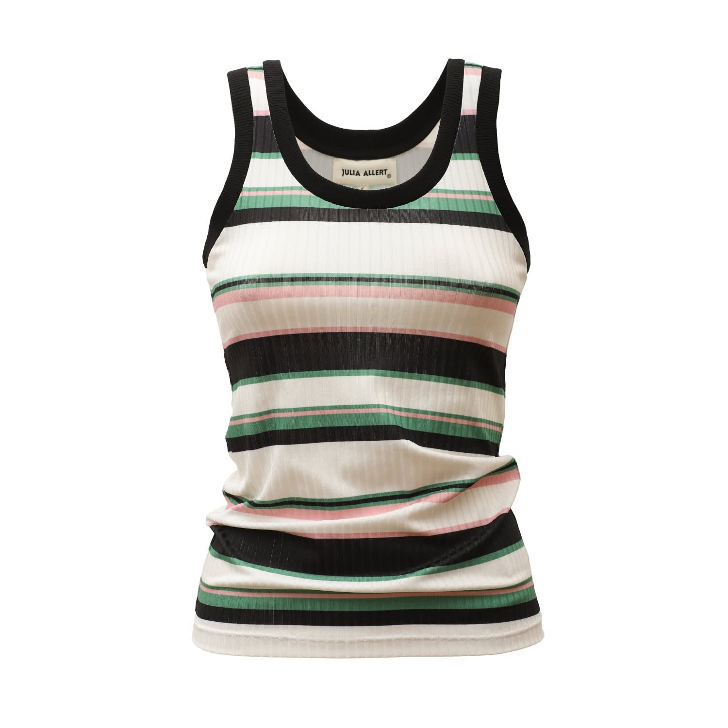 Julia Allert Women's Rib Tank Top Striped In Black/green/pink/white