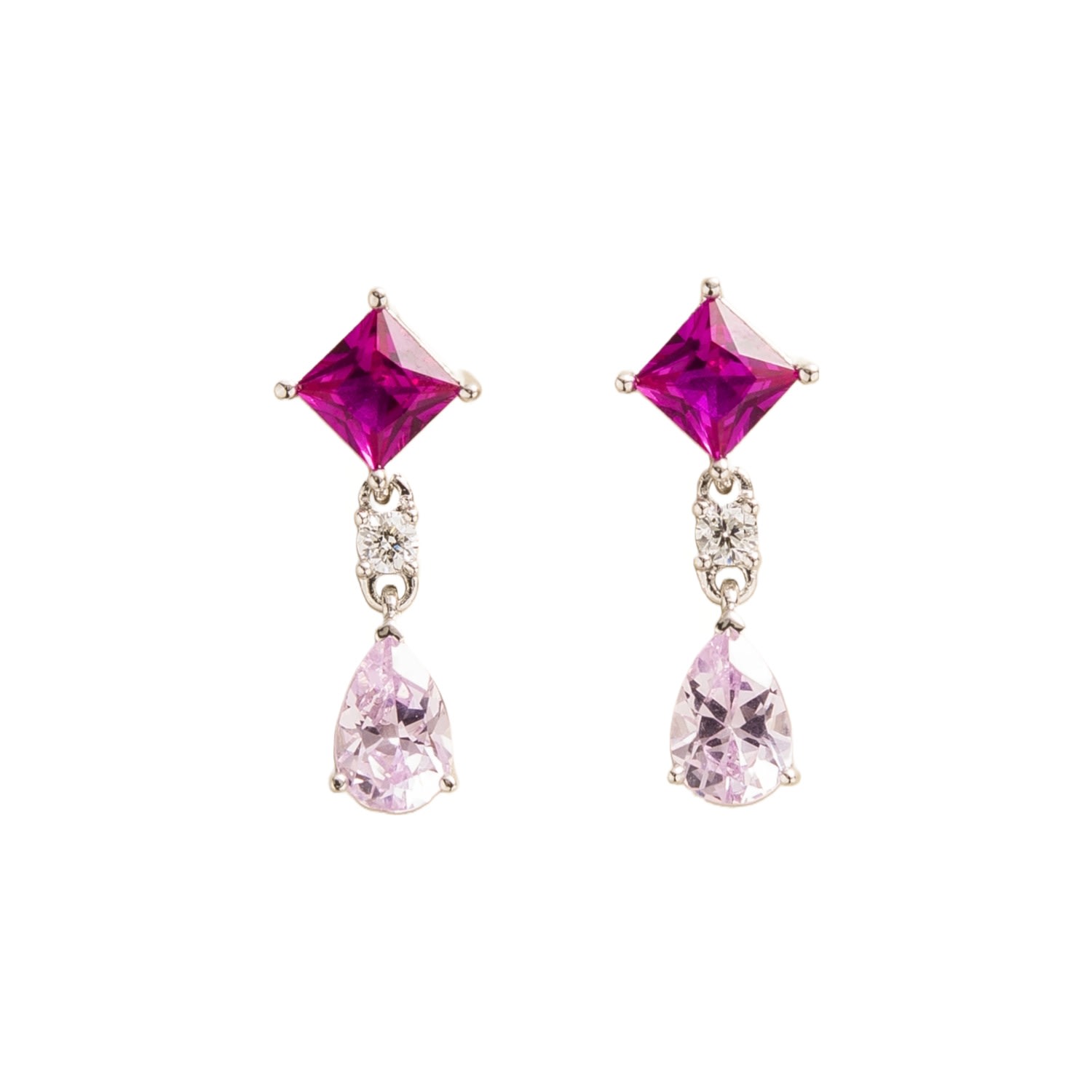 Women’s Pink / Purple / White Ori White Gold Earrings Pink Sapphire & Diamond Juvetti