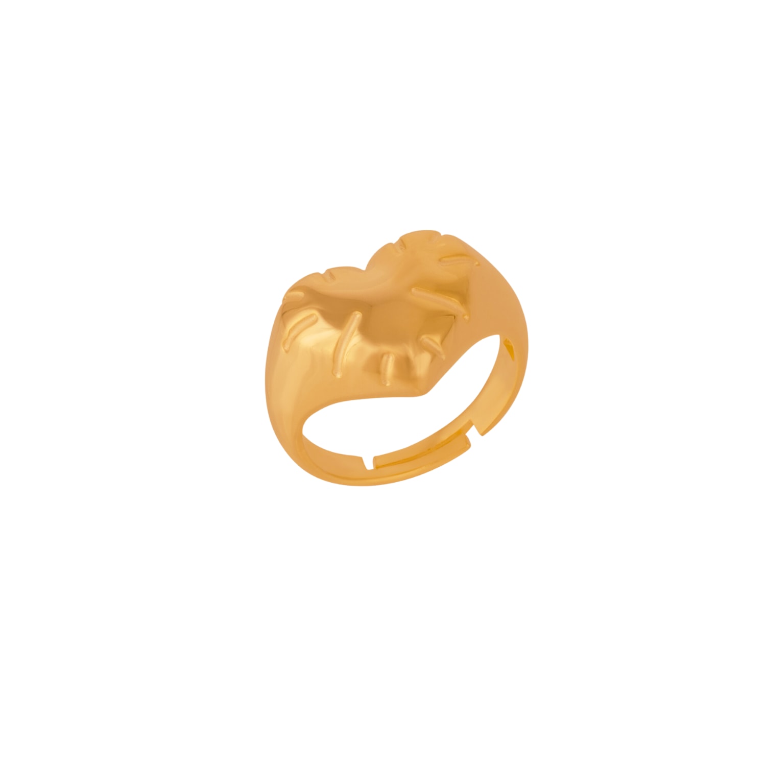 Spero London Women's Chunky Love Heart Signet Sterling Silver Ring - Rose Gold In Gold