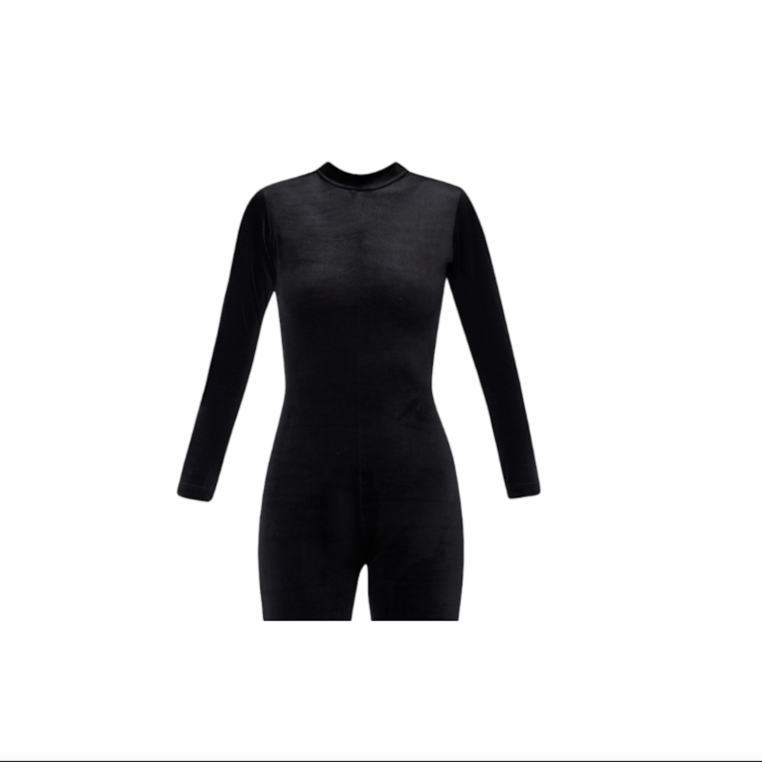 Lia Aram Women's Black Structured Velvet Catsuit