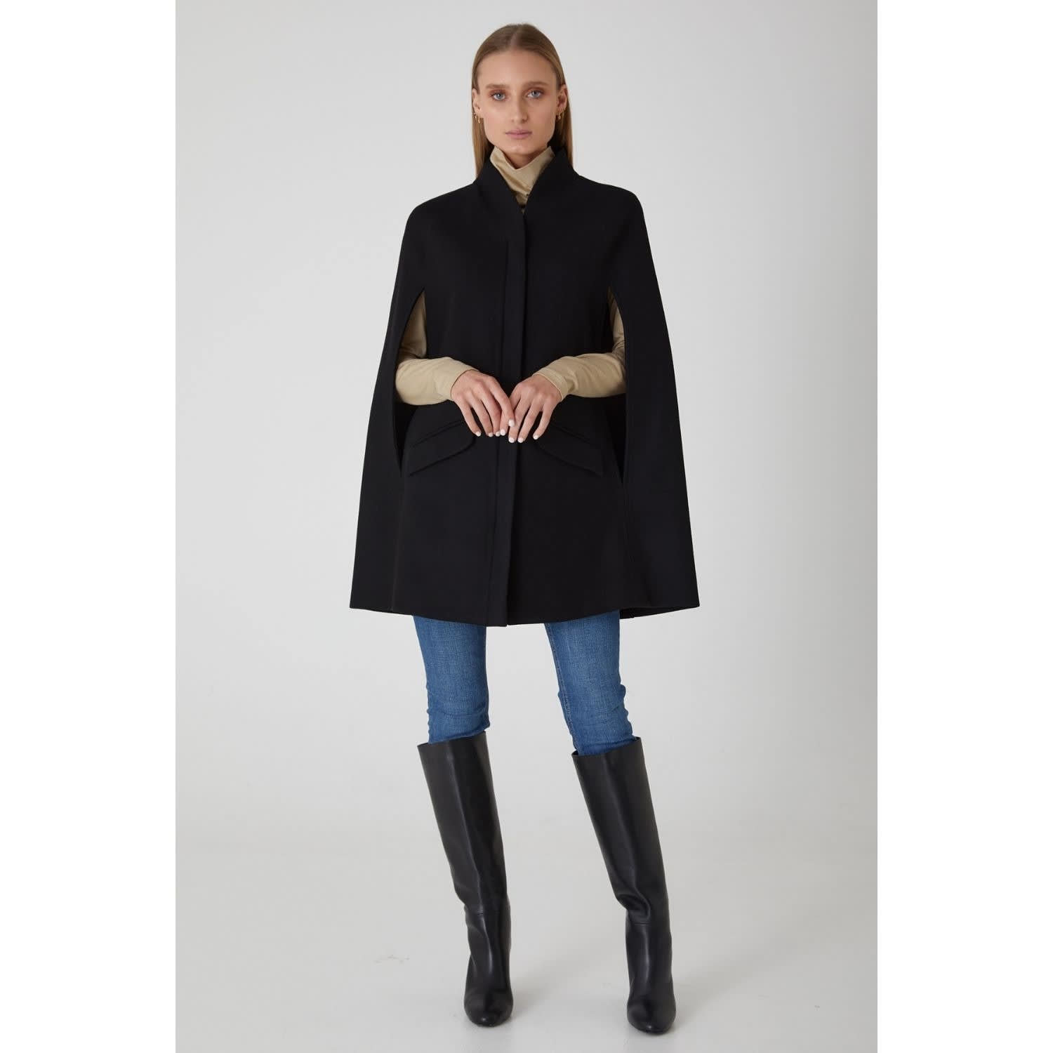 Wool and cashmere cape, black, Shawls & Stoles Women's