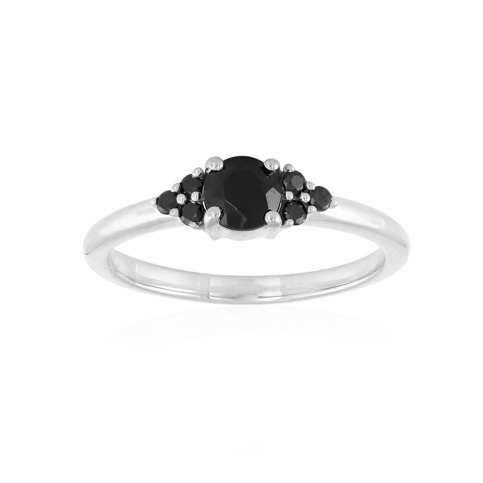 Karrah Jewellery Women's Black / Silver Cluster Black Spinel Ring Sterling Silver