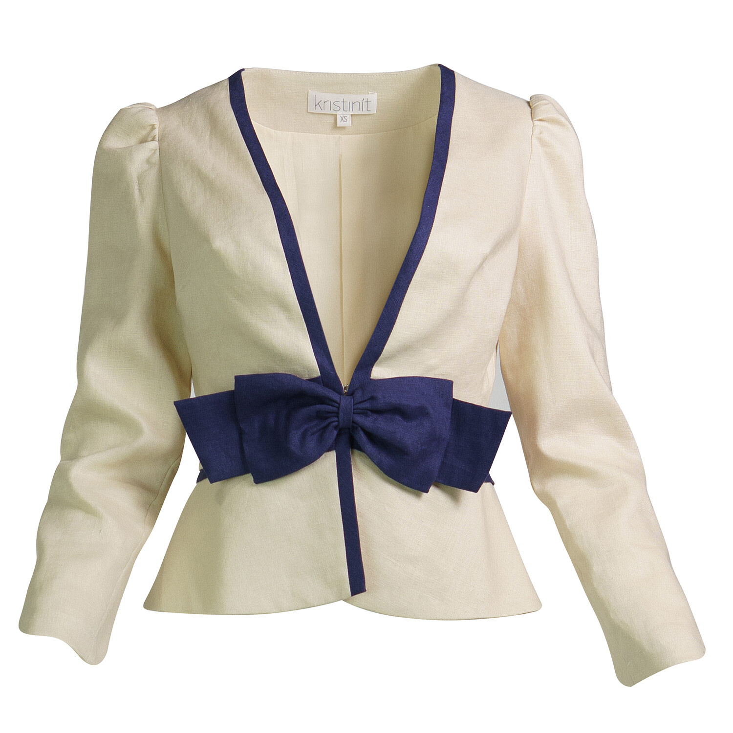 Women's Blue / Neutrals Cream Linen Anais Jacket | Small | Kristinit