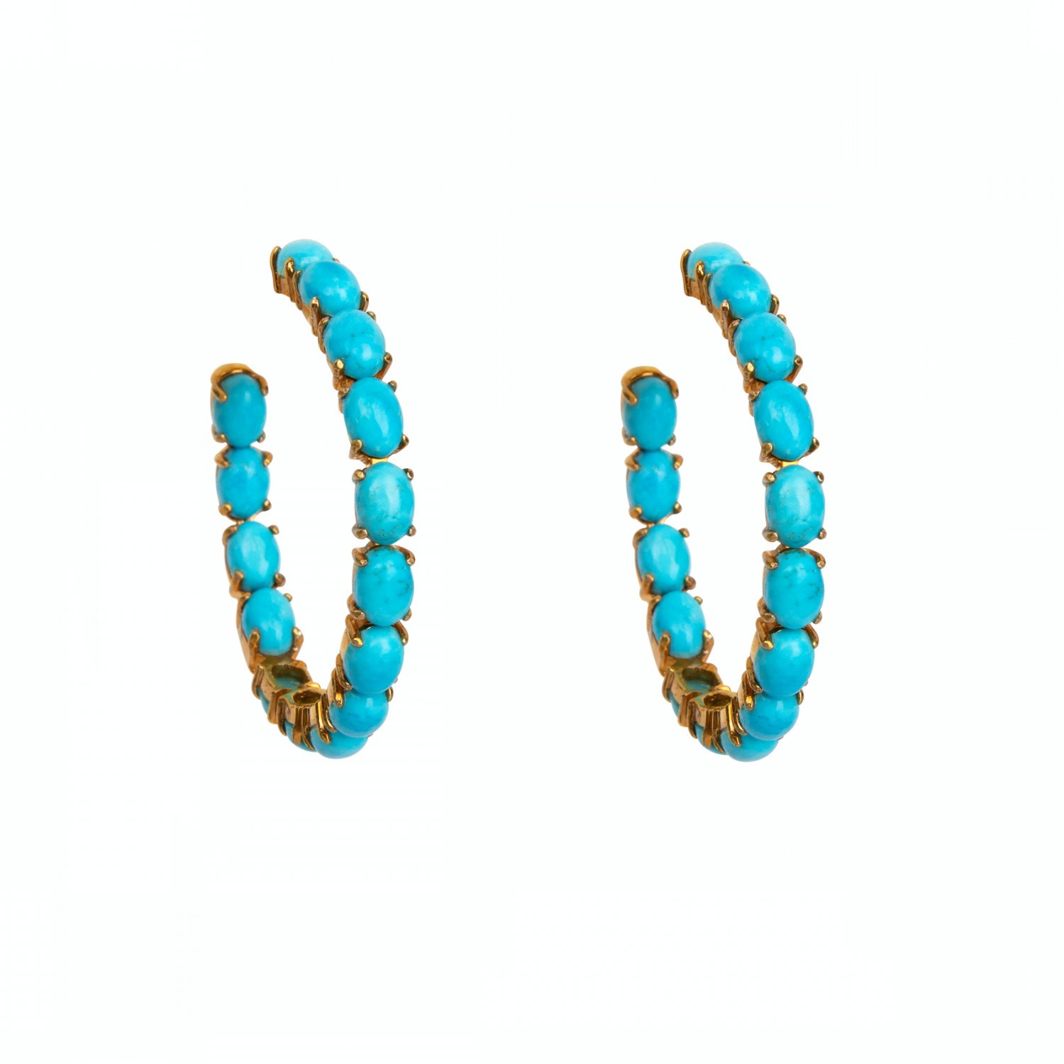 Bounkit Women's Blue / Gold Margaret Hoops Turquoise
