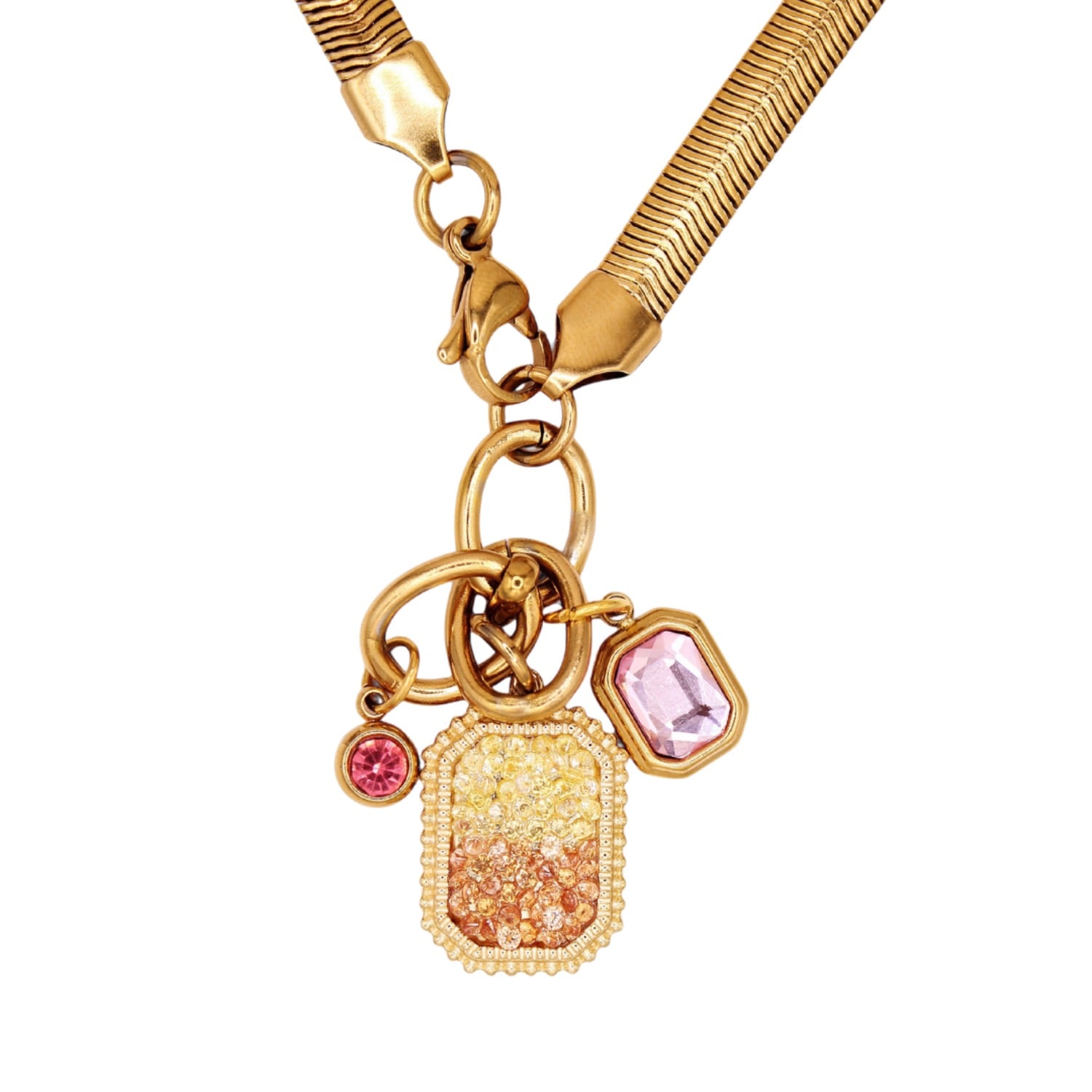Vicky&nico Women's Gold / Pink / Purple Rosé Sunshine Charm Necklace