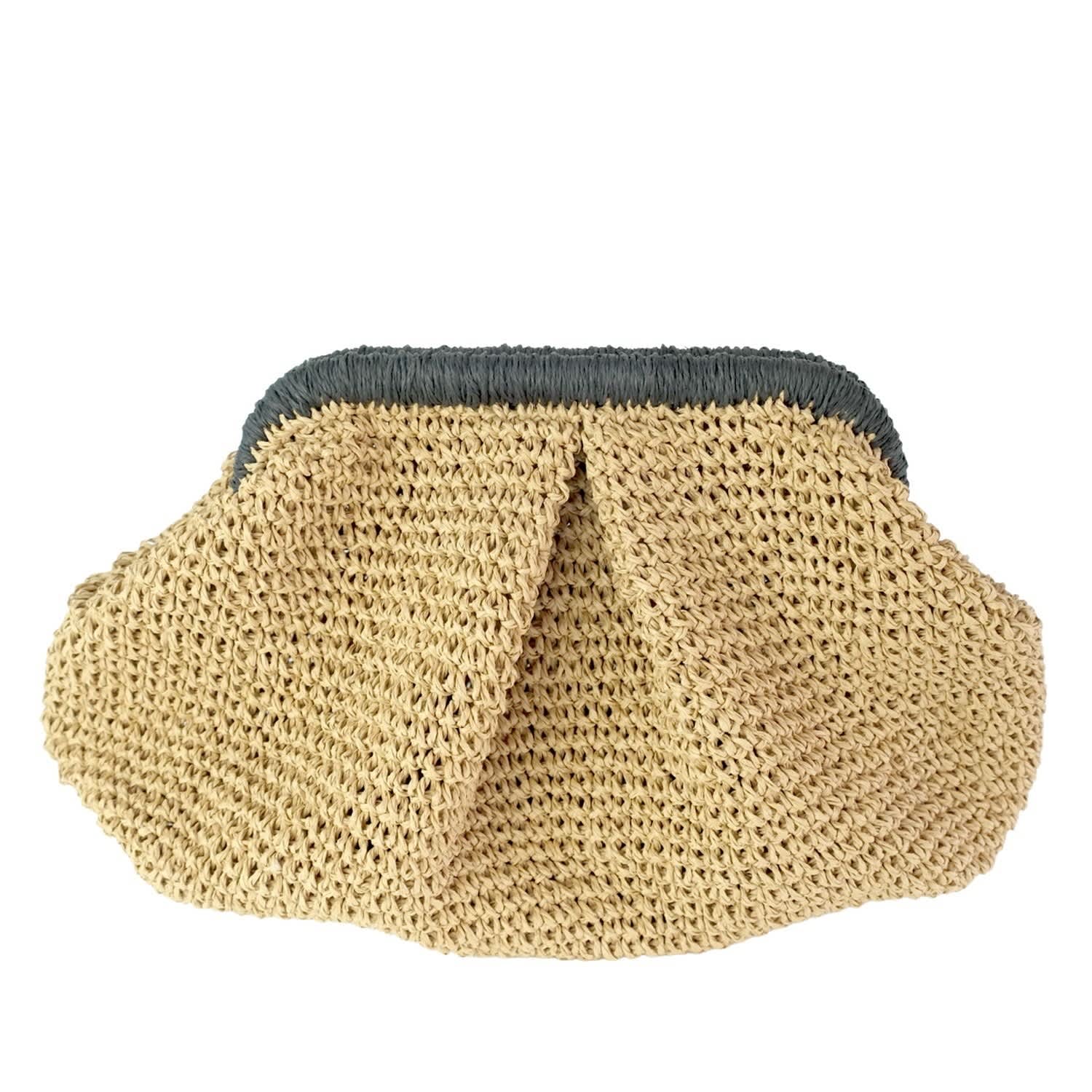 Black Raffia Clutch Bag