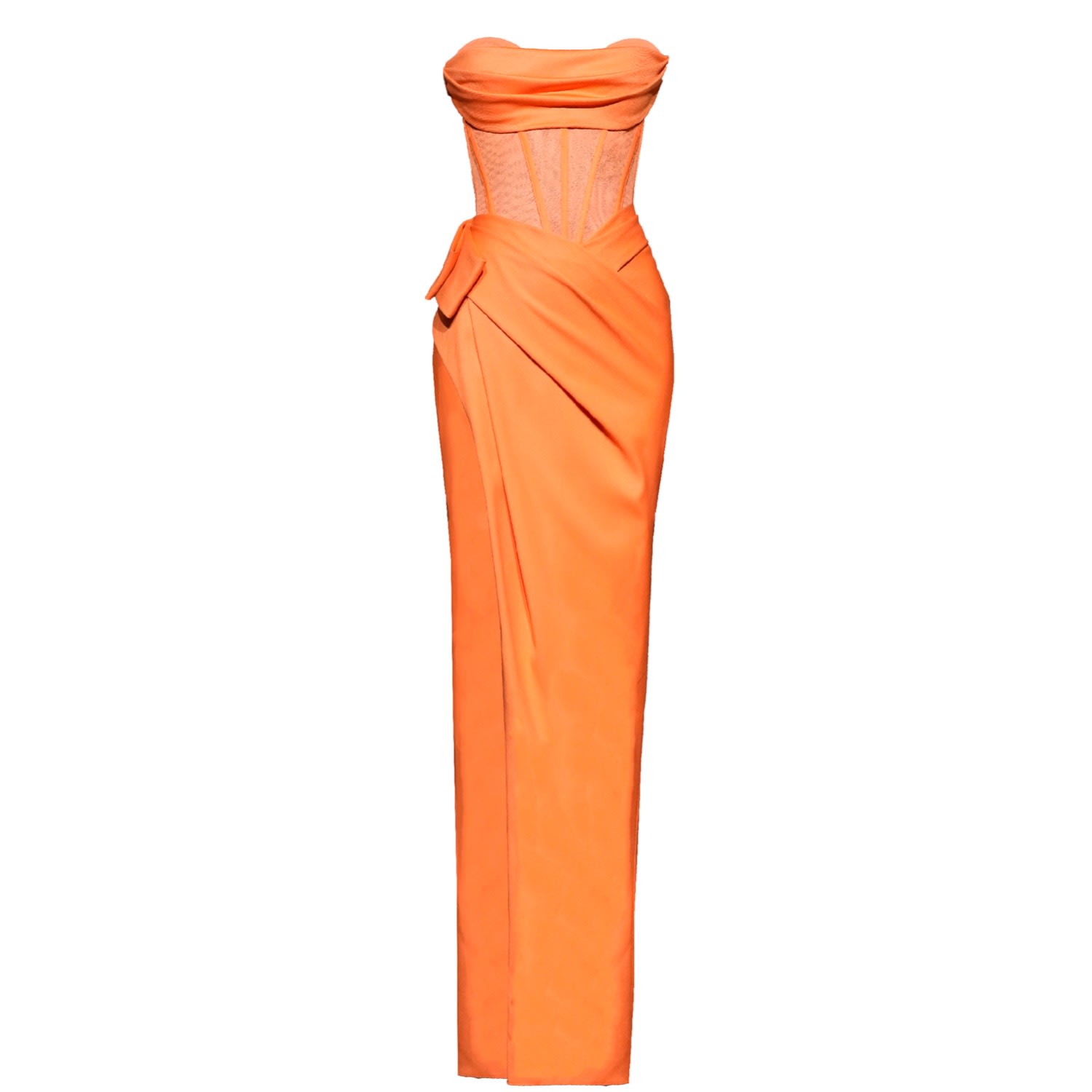 Women’s Yellow / Orange Palermo Corset High Slit Gown Orange Small Angelika Jozefczyk