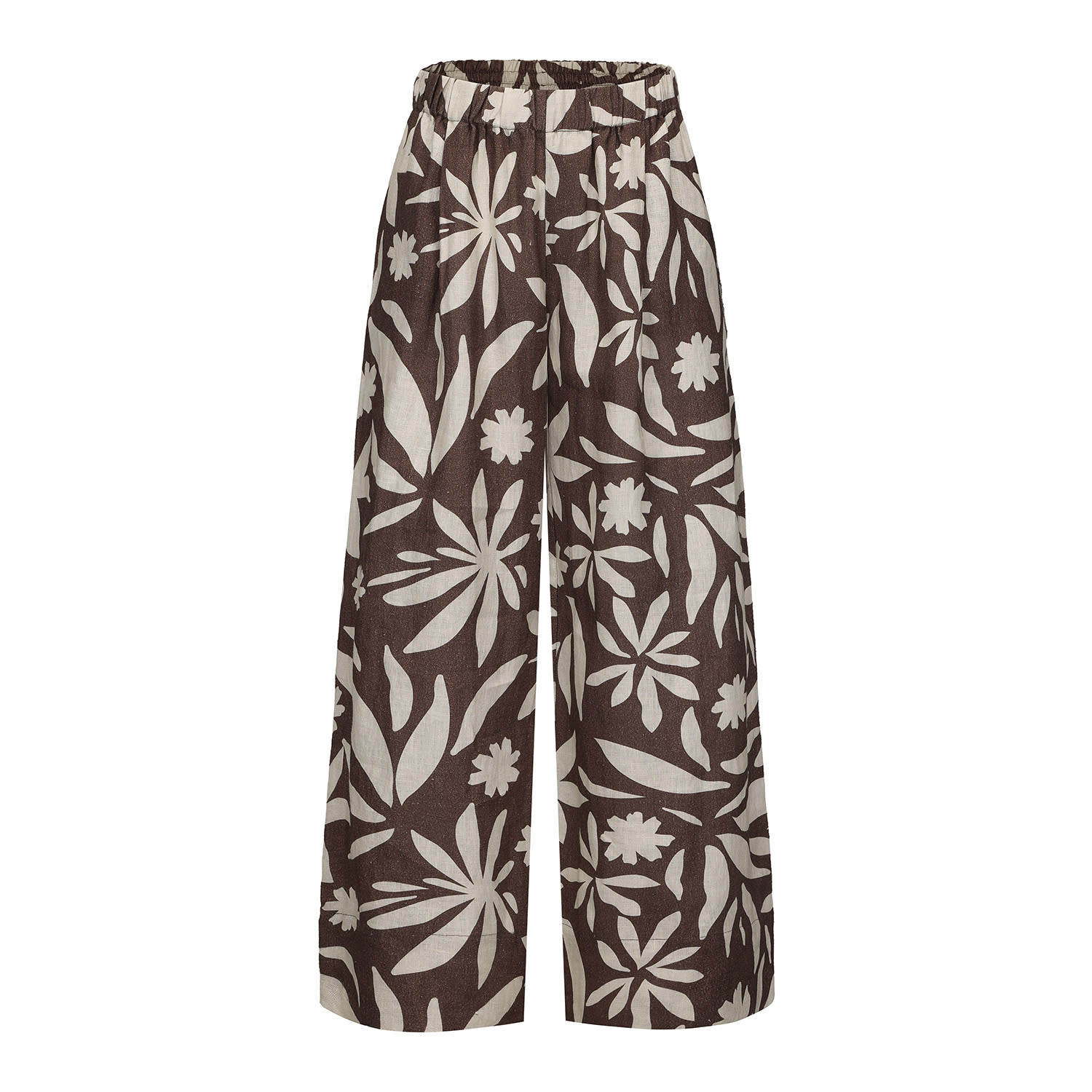 Nuaje Nuaje Women's Brown / White Rhea Wide Leg Linen Pant In Brown
