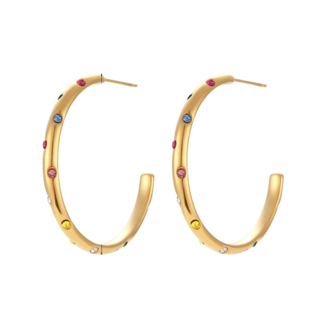 Recreation Jewels Women's Gold Zoe's Gemstone Hoops In Gold