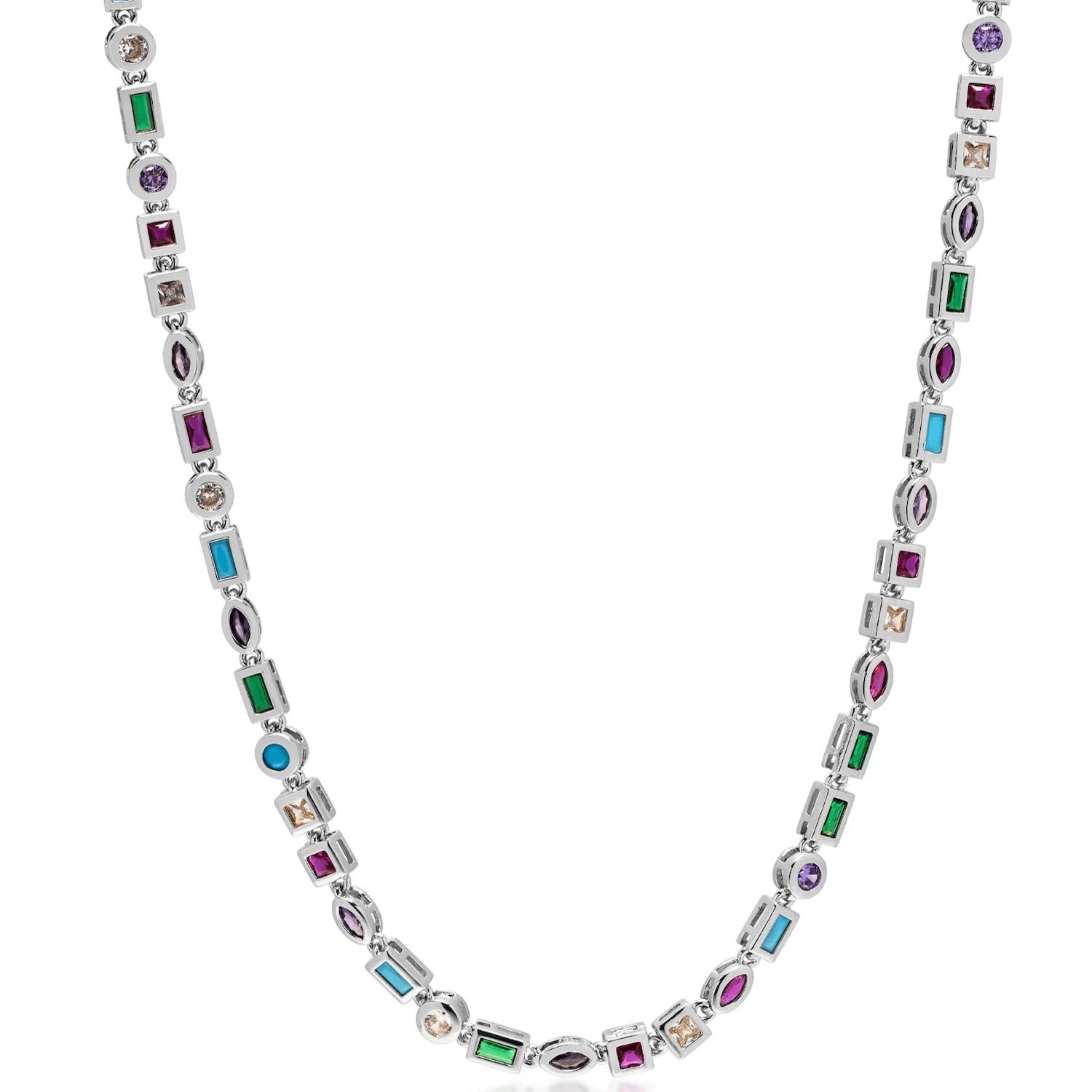 Women’s Silver Mosaic Tennis Necklace Nialaya