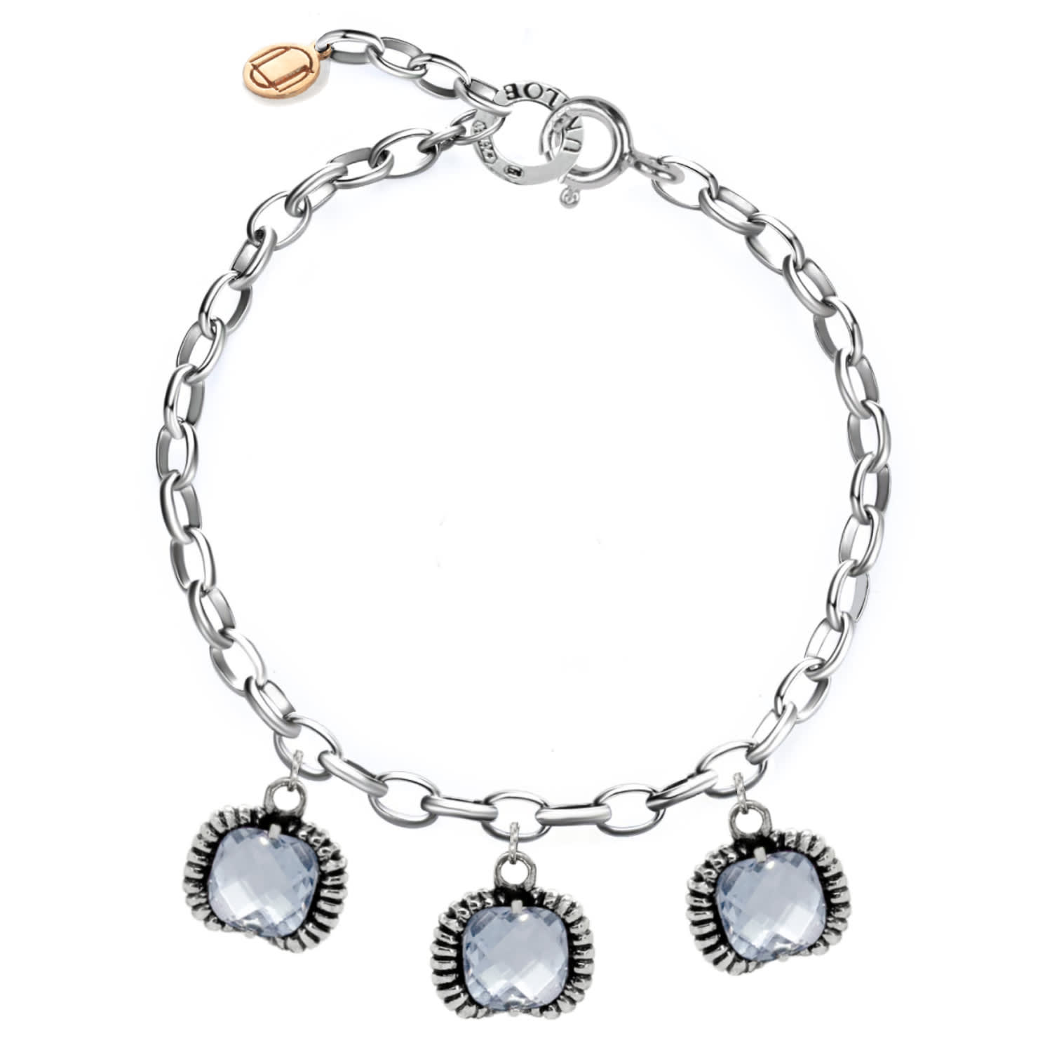Unaloe Women's Super Fantasy Bracelet Silver– Timeless Elegance With Three Blue Crystal