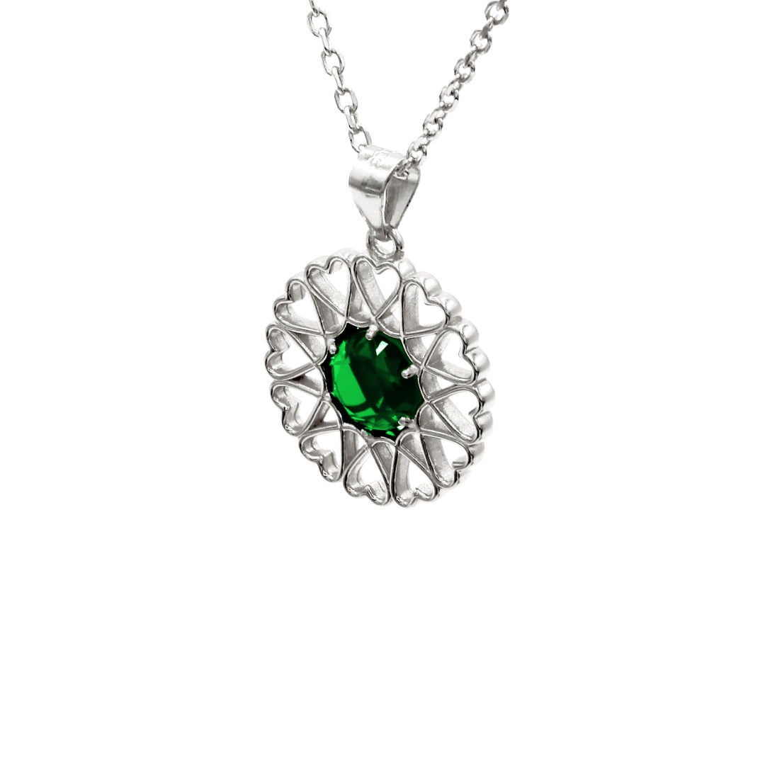 Women’s Amoare Paris Small Necklace In Sterling Silver - Emerald Green