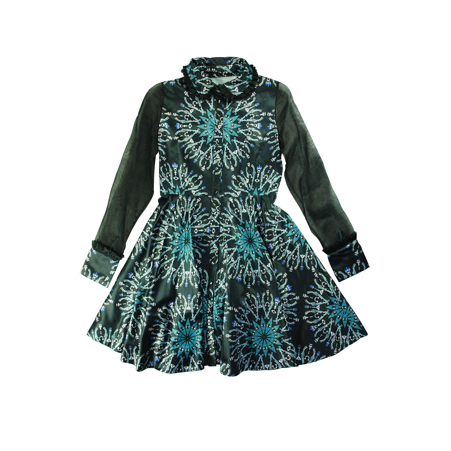 Tramp In Disguise Women's Black / Green Flame Dress In Black/green