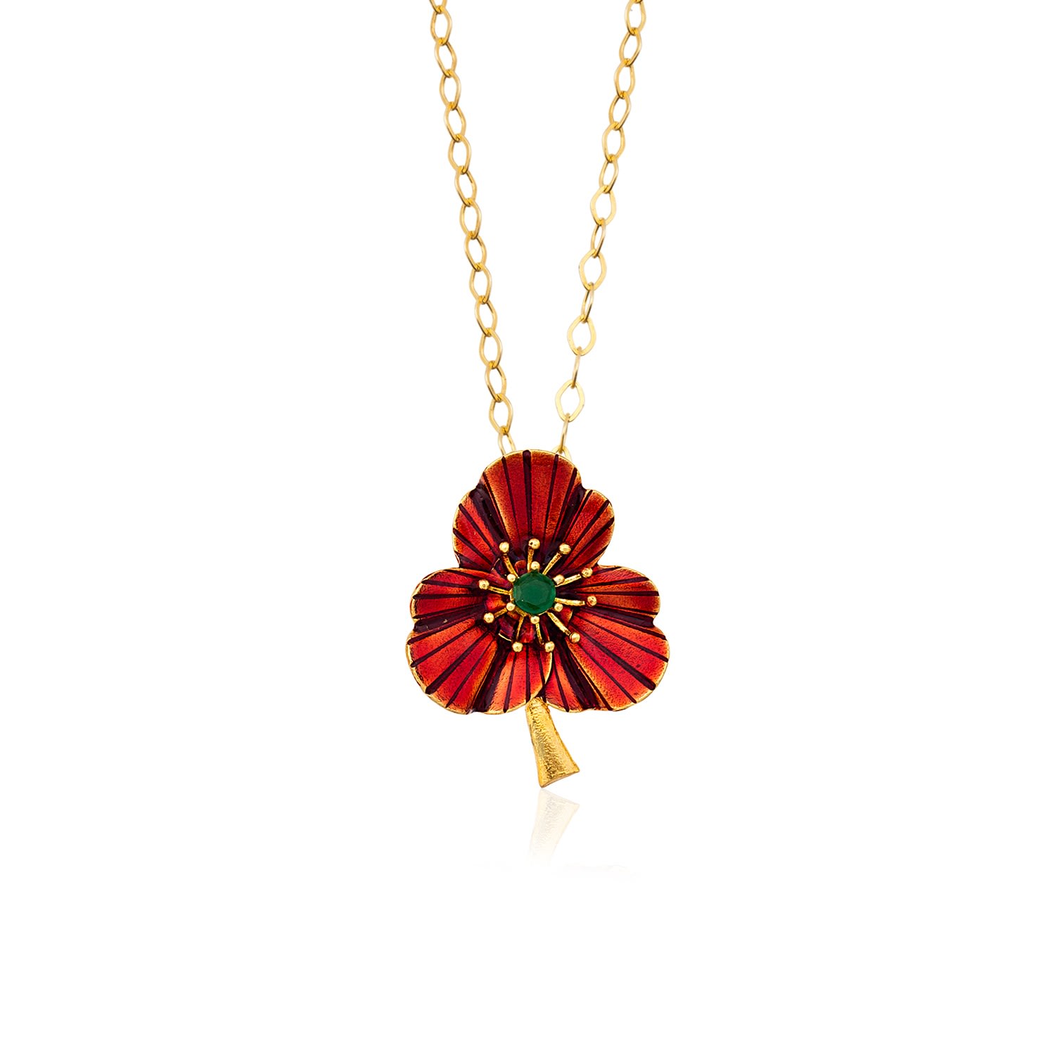 Milou Jewelry Women's Red Three-leafed Clover Necklace In Red