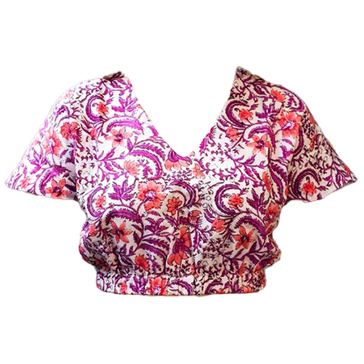 Women’s Pink / Purple Zahra Relaxed Fit Crop Top - Pink Floral Print Large Transcend