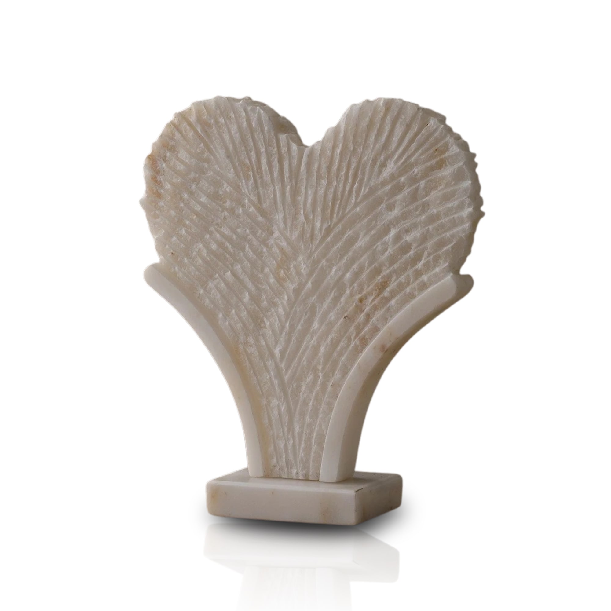 Marleth Hand-carved White Marble Palm Fan Sculpture
