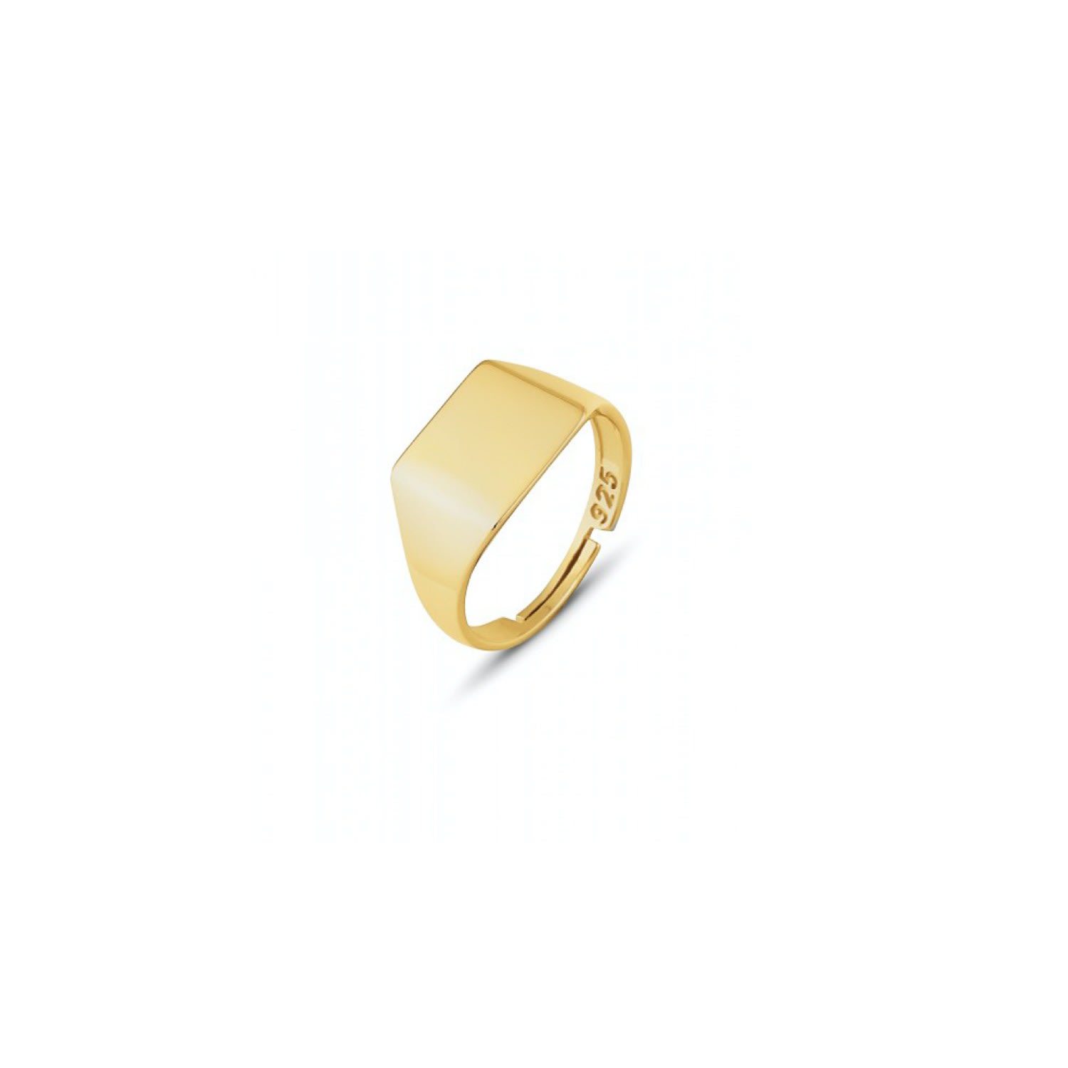 Women’s Signature Rectangular Sterling Silver Signet Ring - Gold Spero London