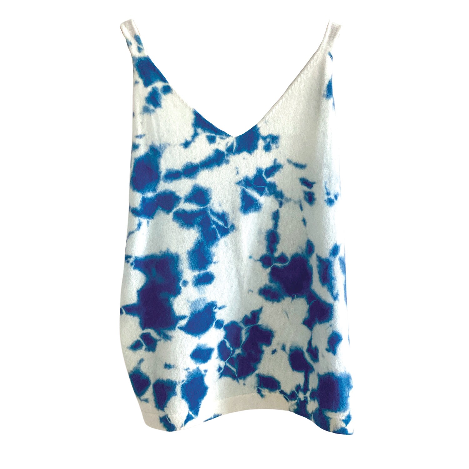 Zenzee Women's Blue Cashmere Camisole - Indigo Shibori Tie Dye